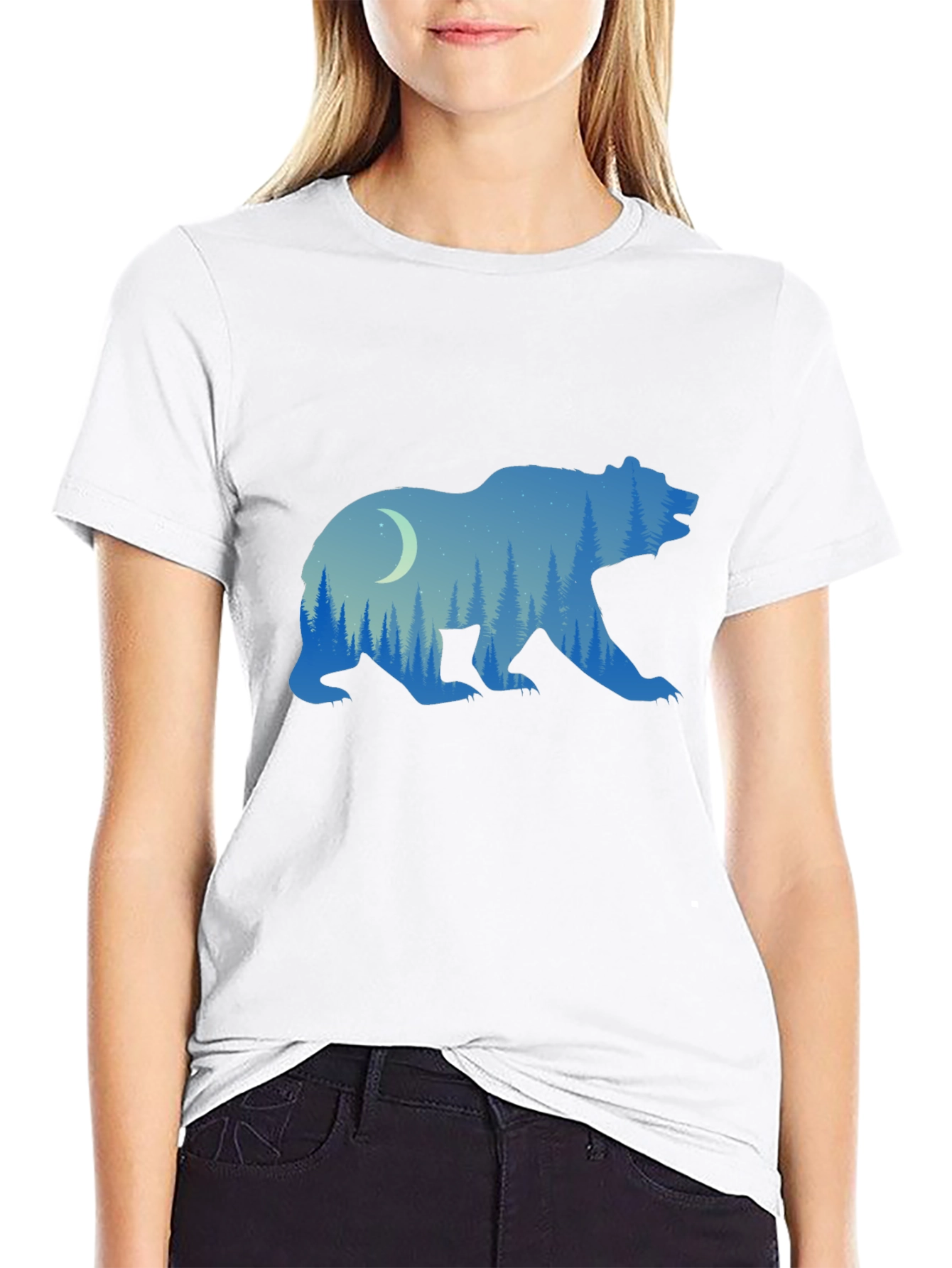 Black Nature Bear Graphic Tee - Black view 9