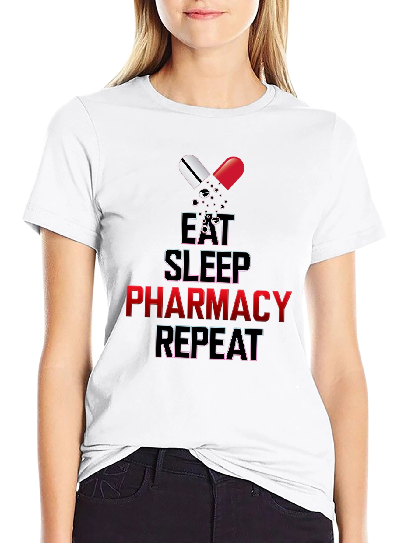 Black Eat Sleep Pharmacy Repeat Graphic Tee view 9
