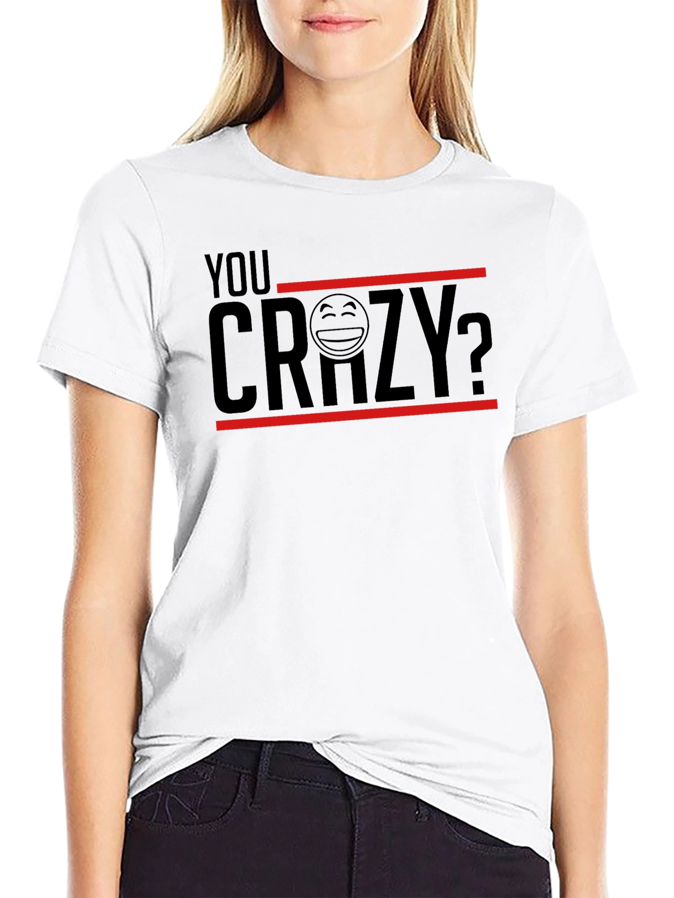 Black You Crazy Graphic Tee - Black Crew Neck T-Shirt view 9