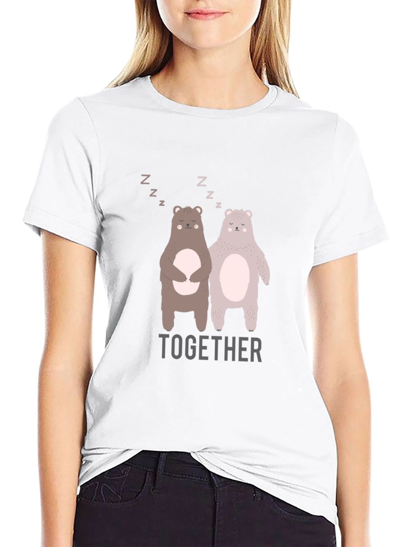 Black Bear Together Graphic Tee - Black Cotton Blend view 9