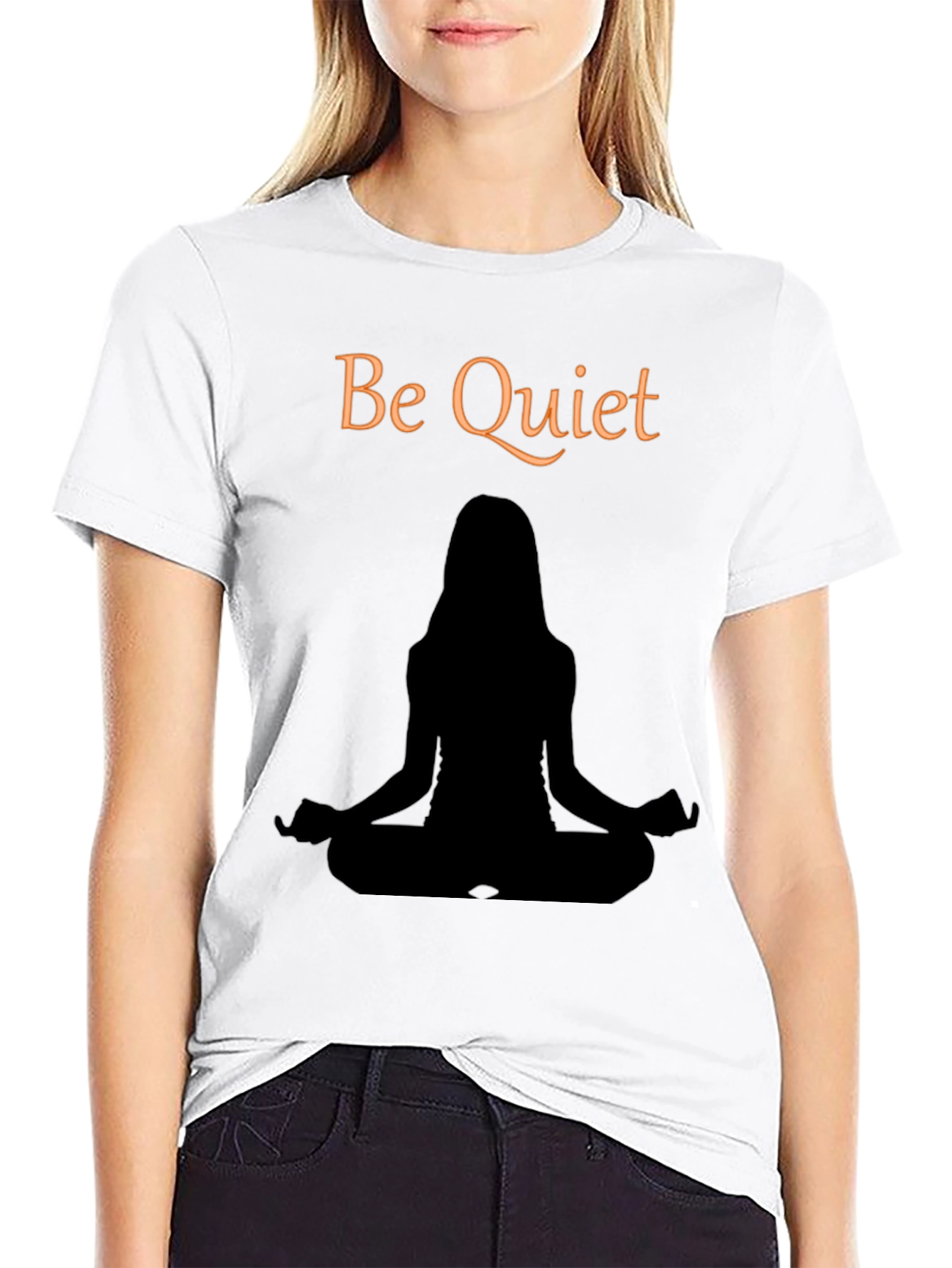Black Be Quiet Meditation T-Shirt - Unisex Black Tee view 9