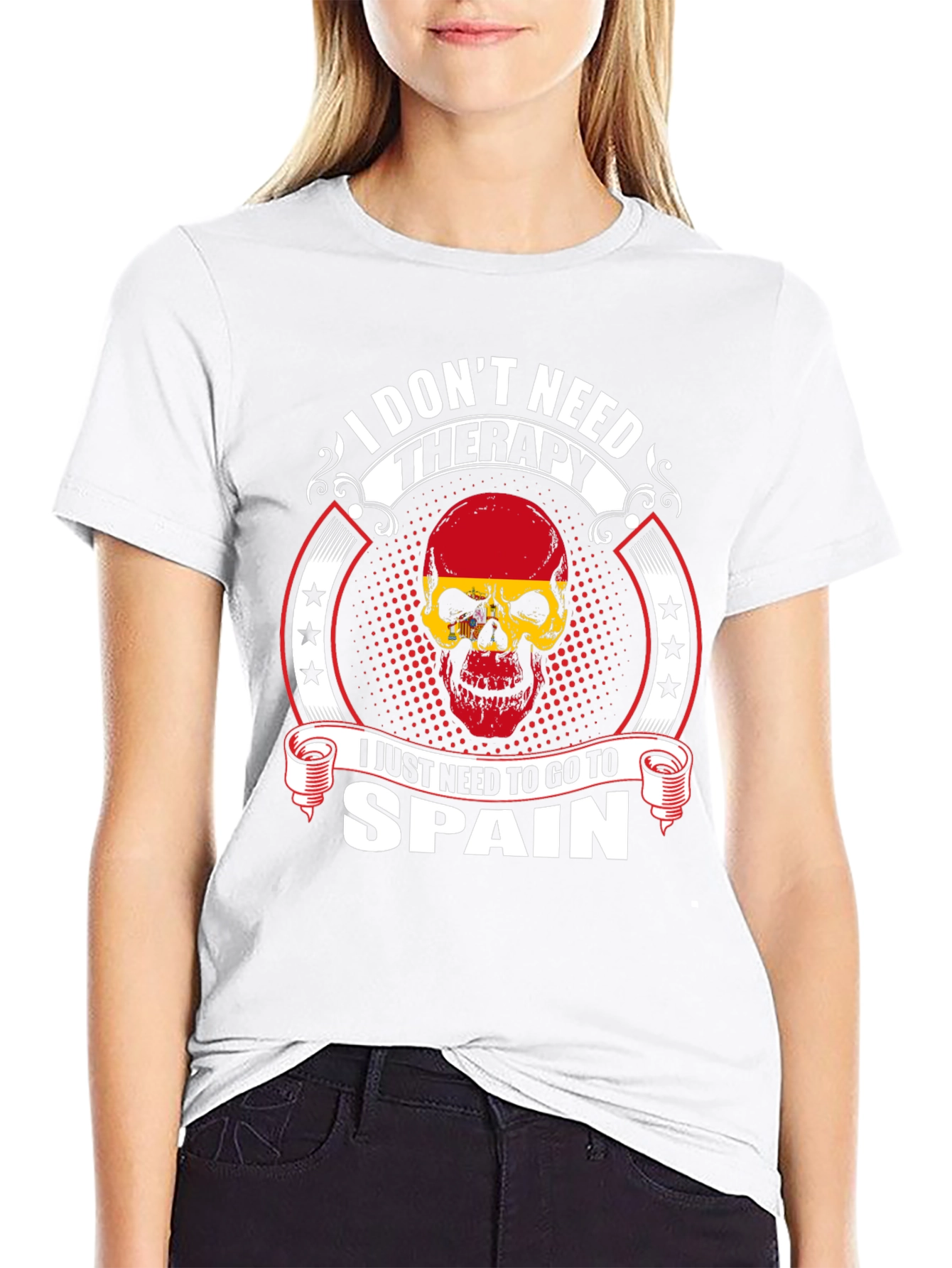 Spain Therapy Skull Graphic T-Shirt - 9