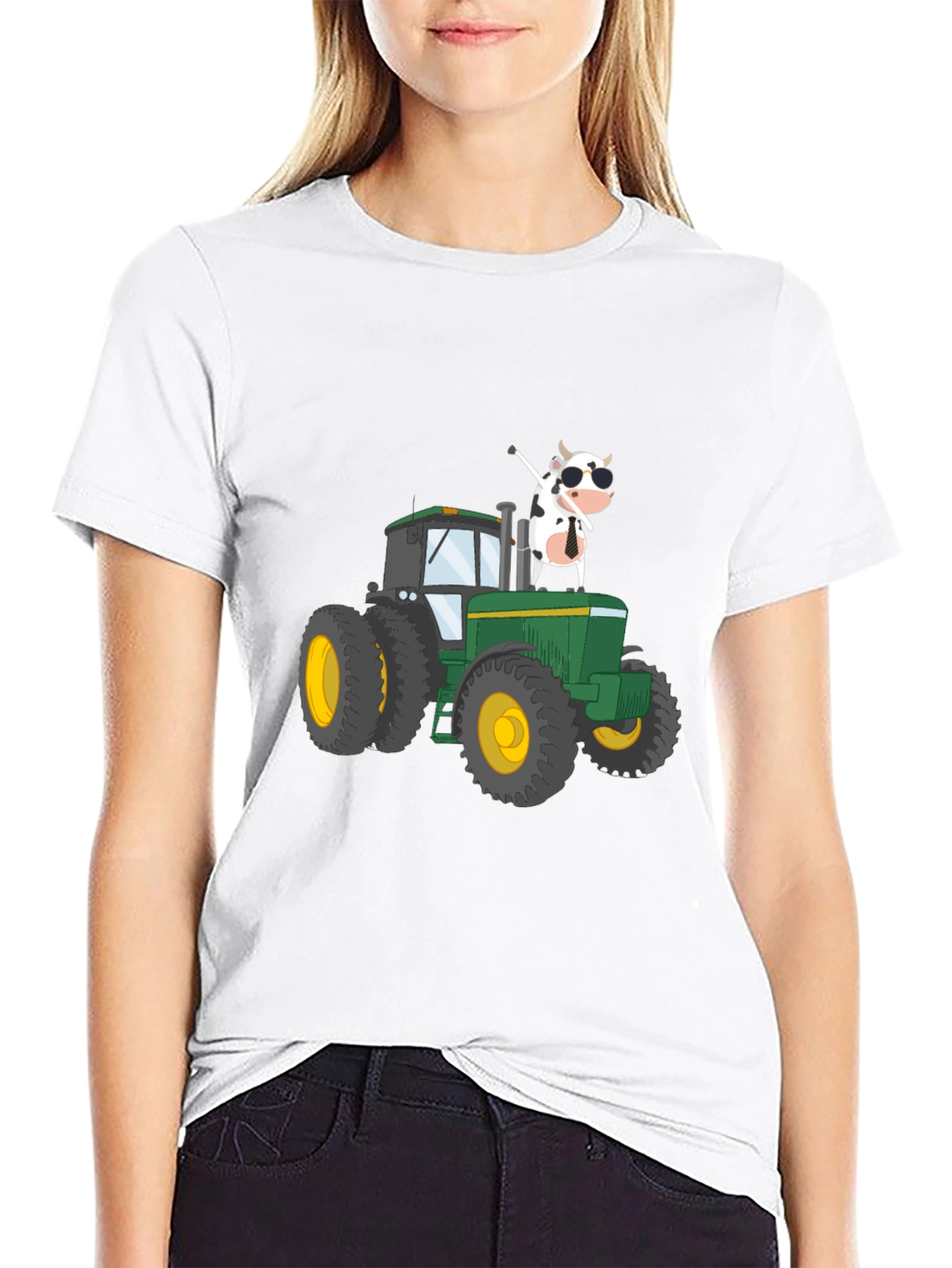 Black Cow on Tractor Graphic Tee - Black view 9