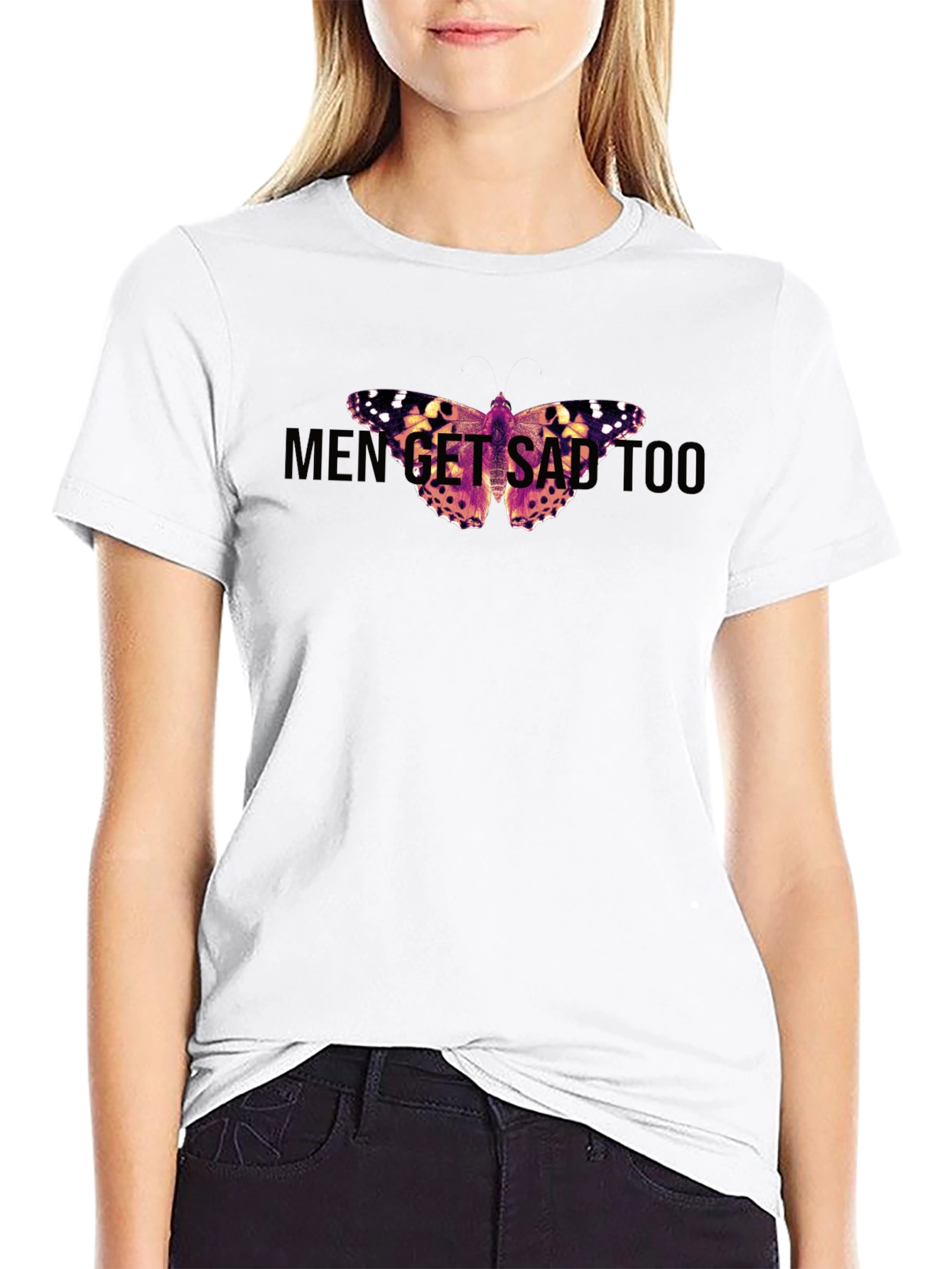 Black Men Get Sad Too Butterfly Graphic Tee view 9