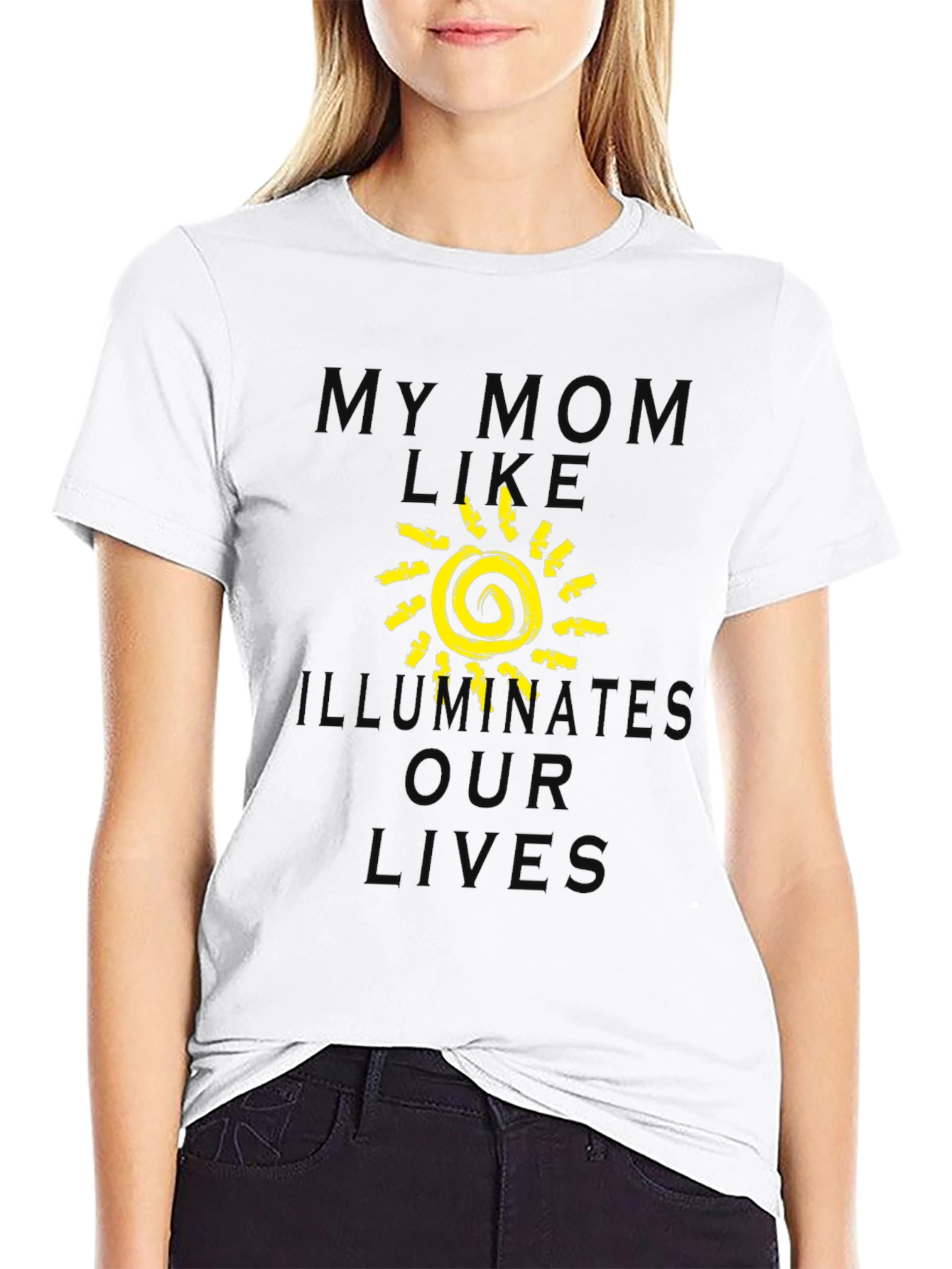 Black My Mom Illuminates Our Lives T-Shirt view 9