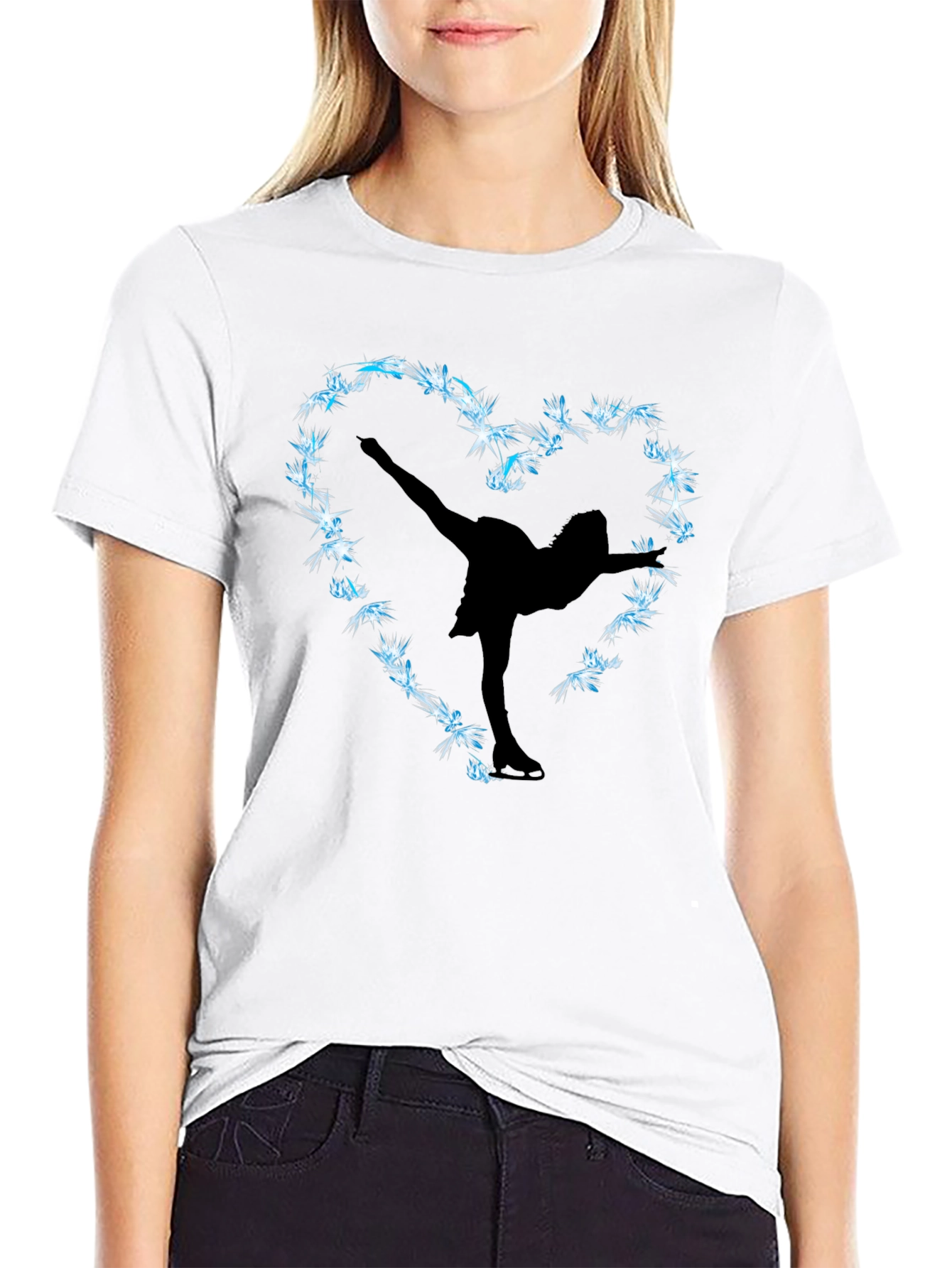 Black Figure Skating Heart Graphic Tee view 9