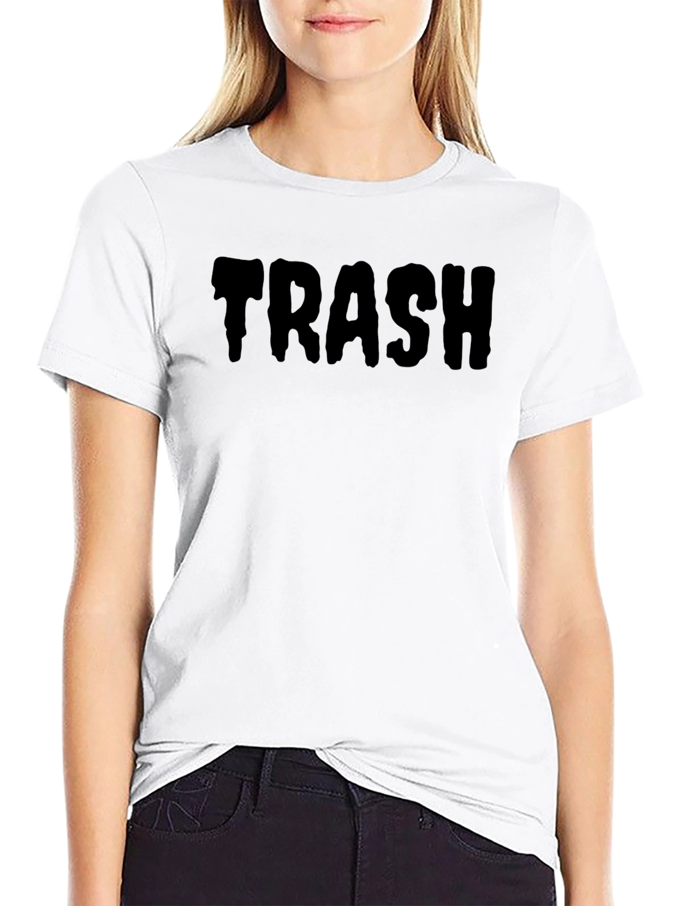 Black Men's 'Trash' Graphic Print Black T-Shirt view 9