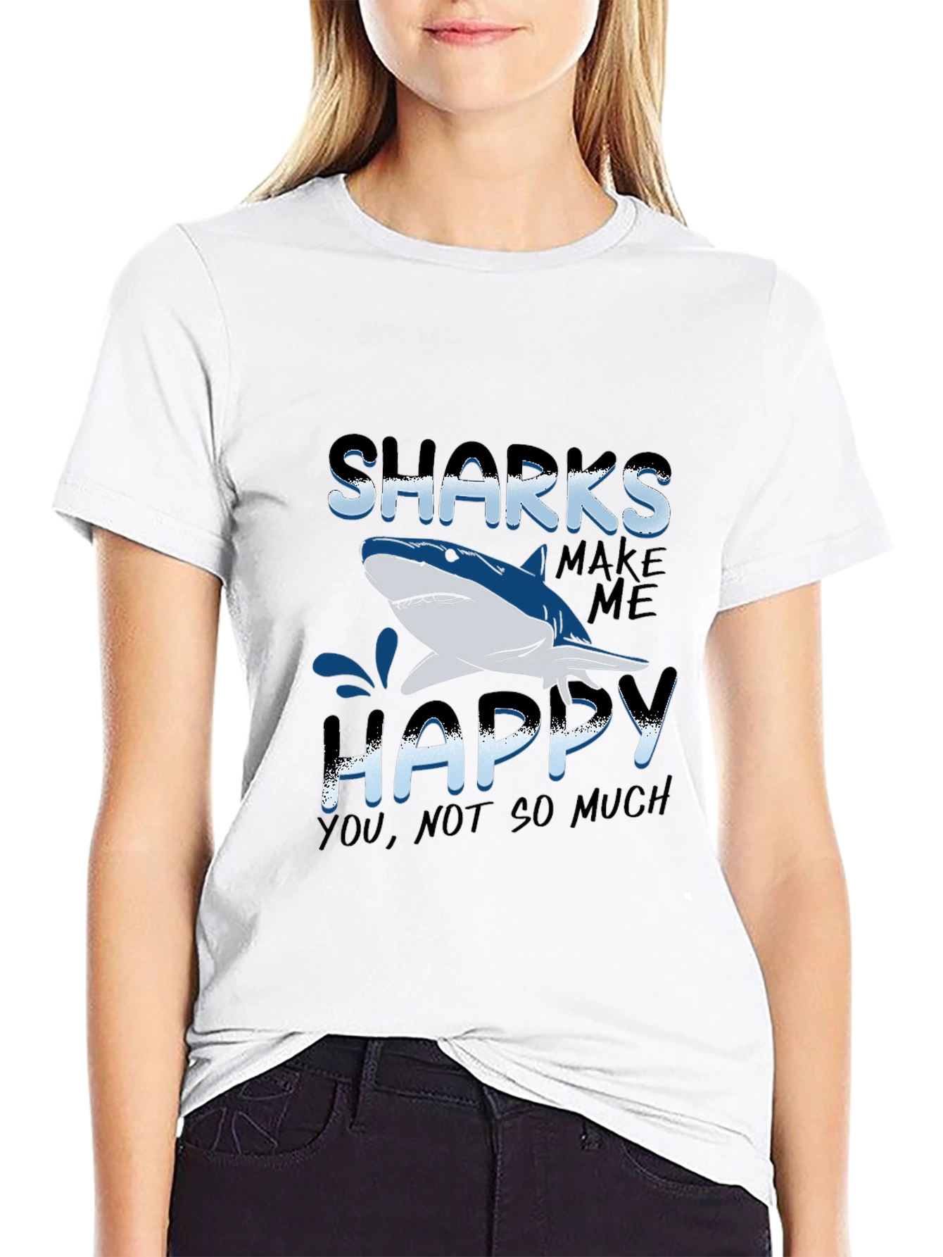 Black Sharks Make Me Happy Graphic T-Shirt view 9