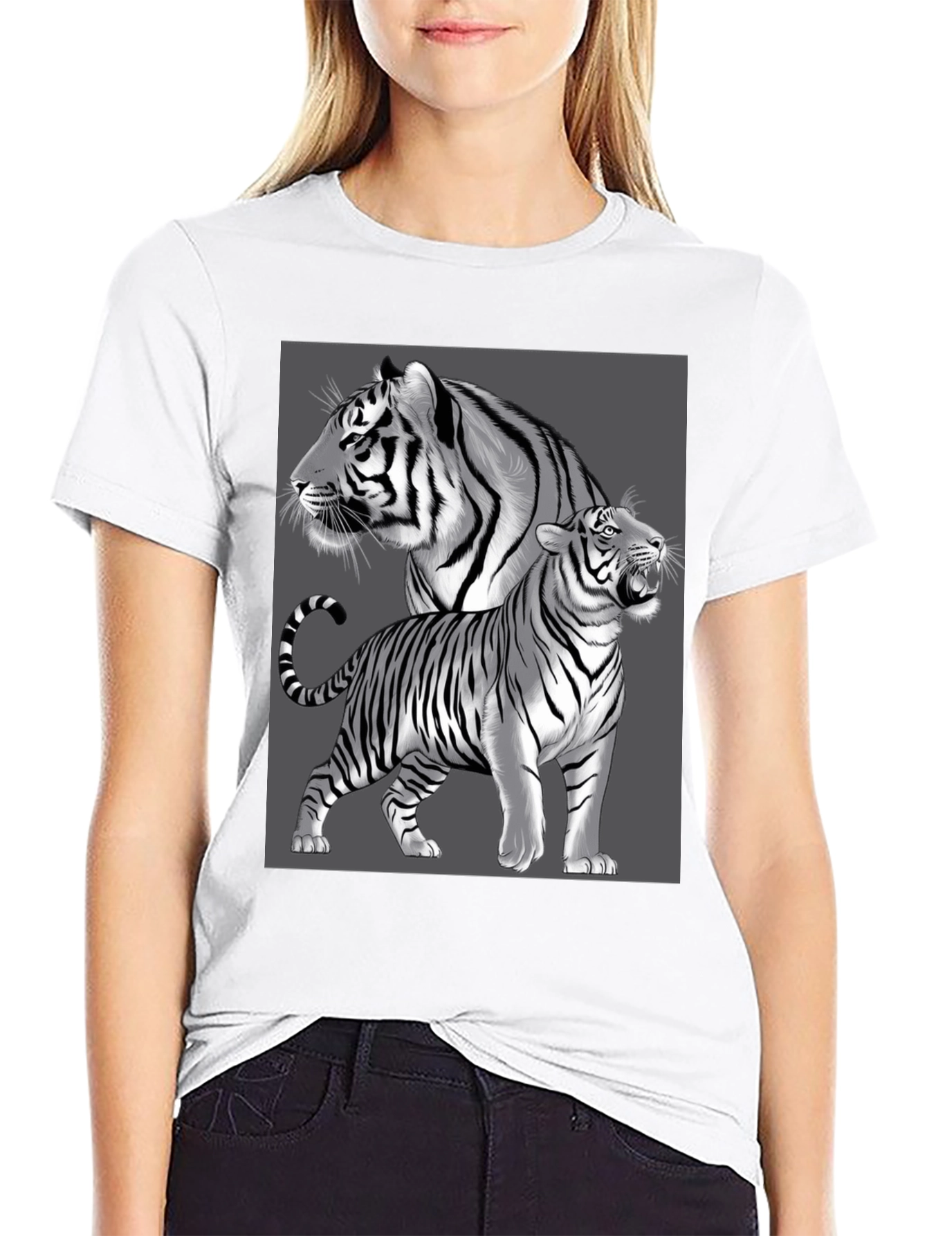 Black Tiger Graphic Tee - Black Crew Neck view 9