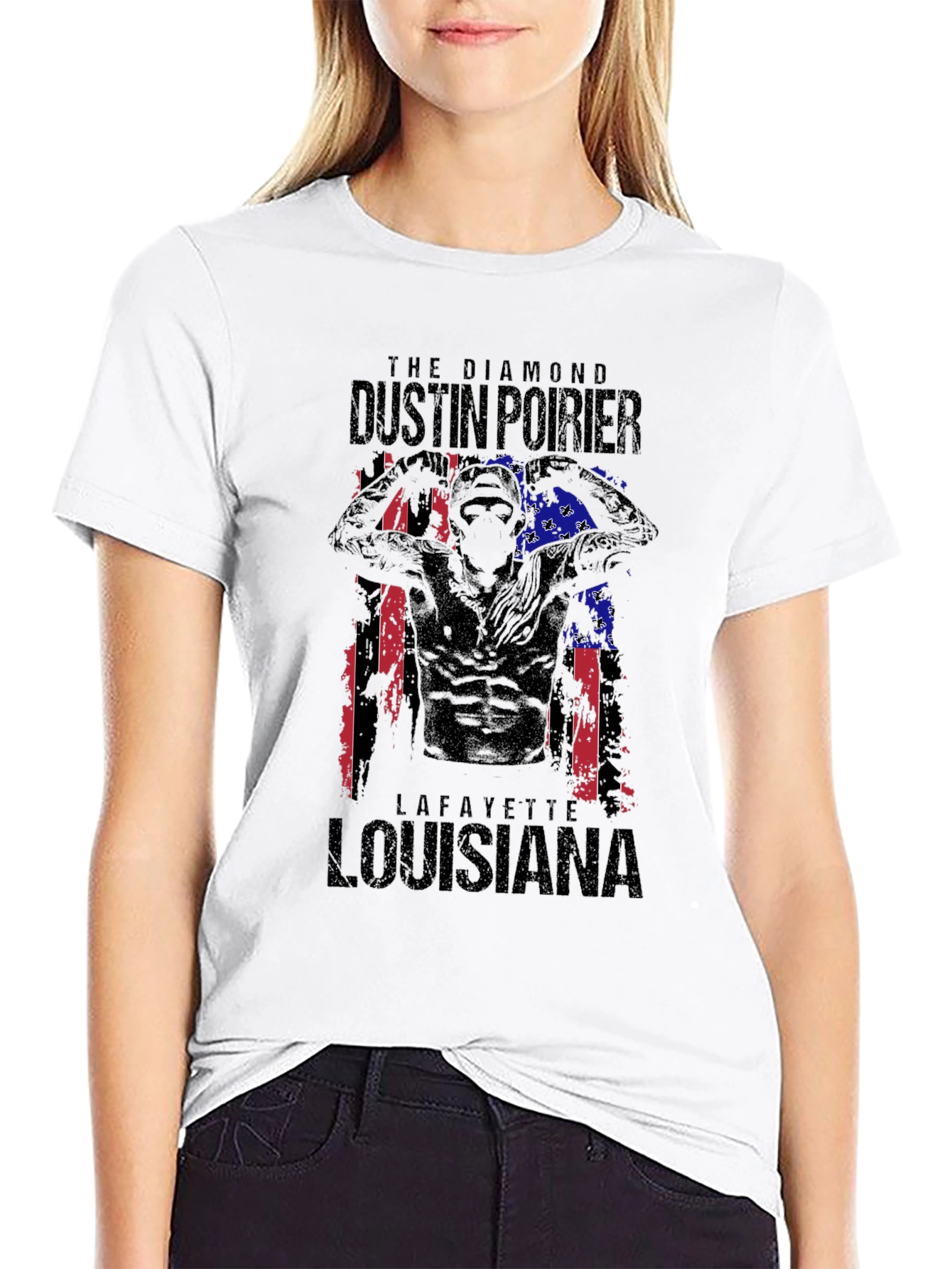 Black Dustin Poirier Lafayette Louisiana Graphic T-Shirt view 9