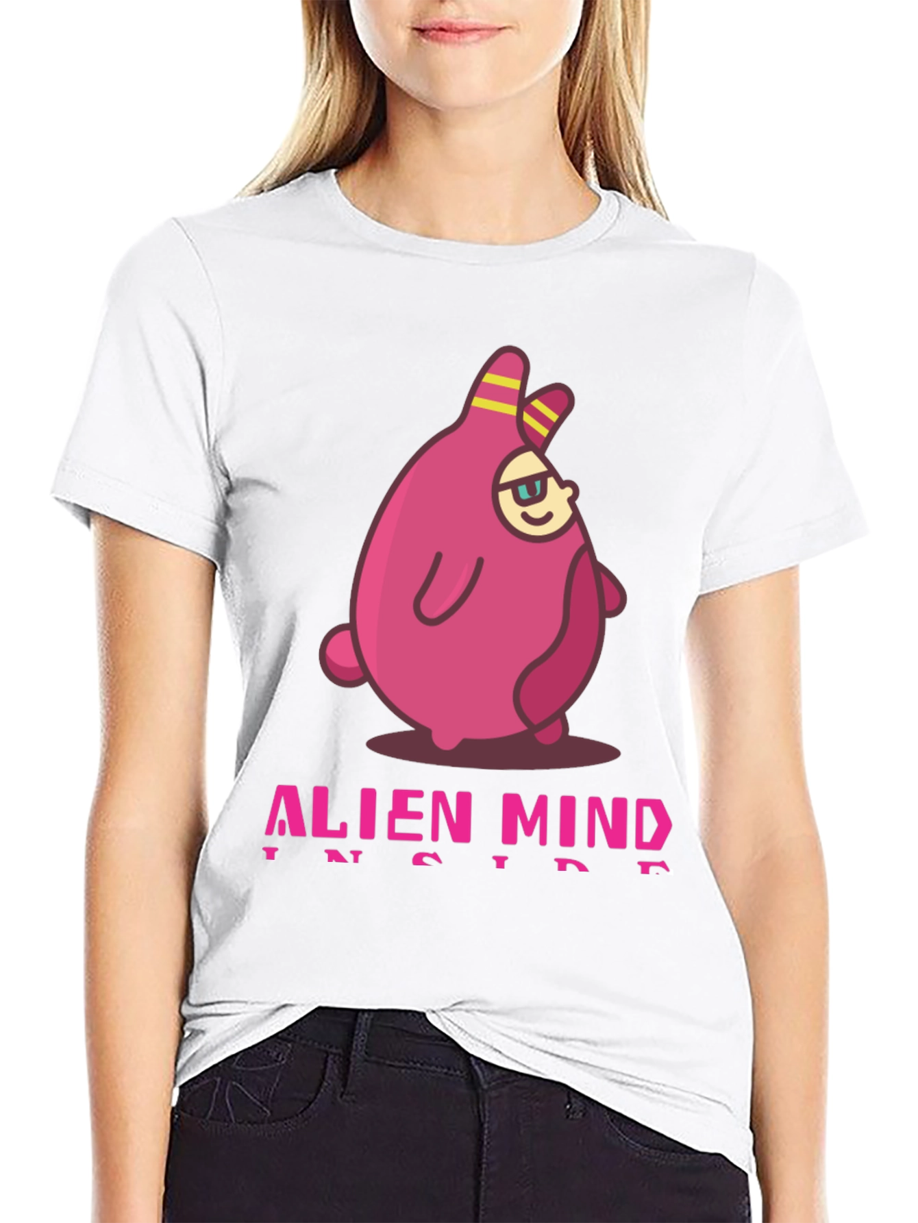 Black Alien Mind Inside Graphic Print Black T-Shirt view 9