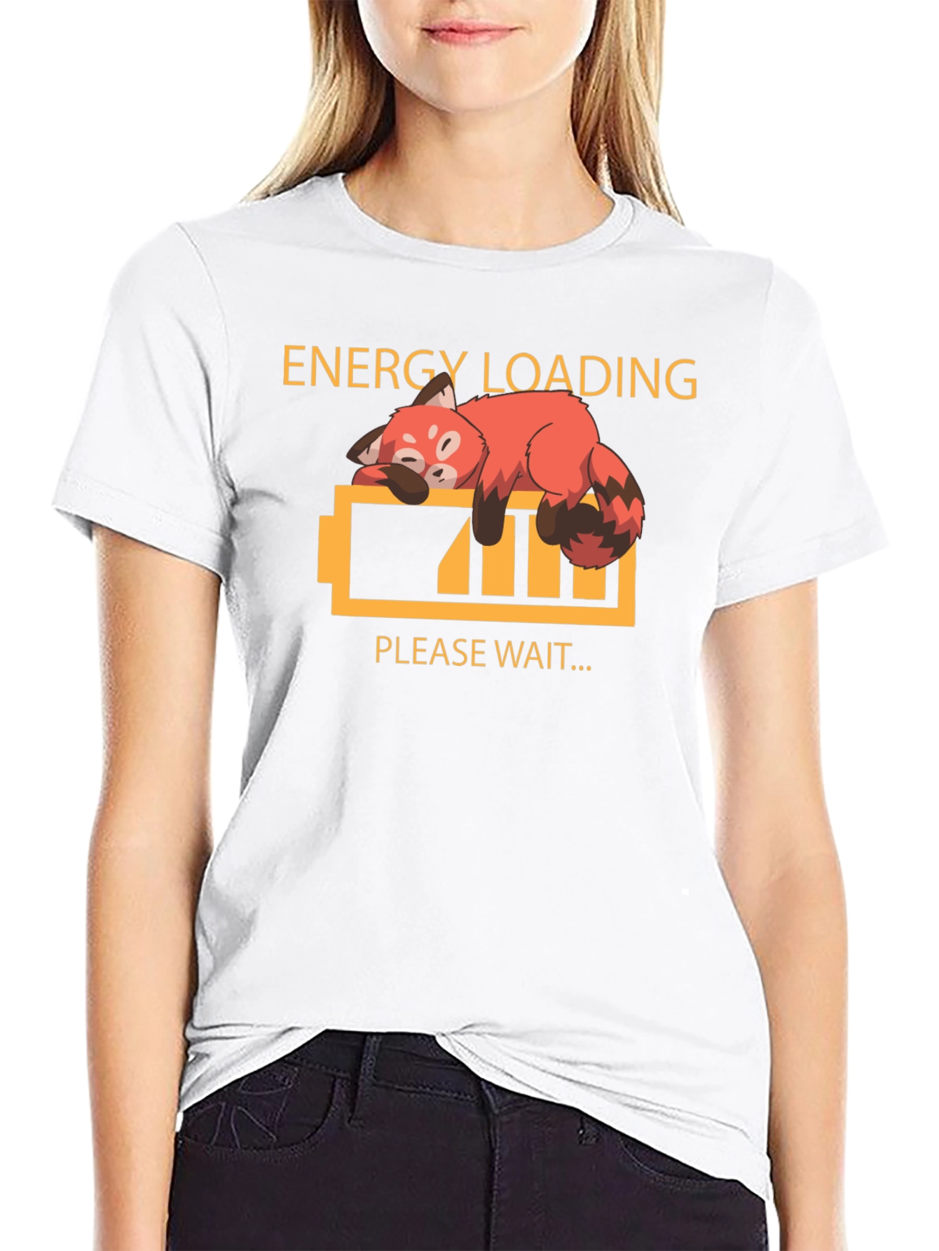 Black Energy Loading Funny Red Panda Graphic T-Shirt view 9