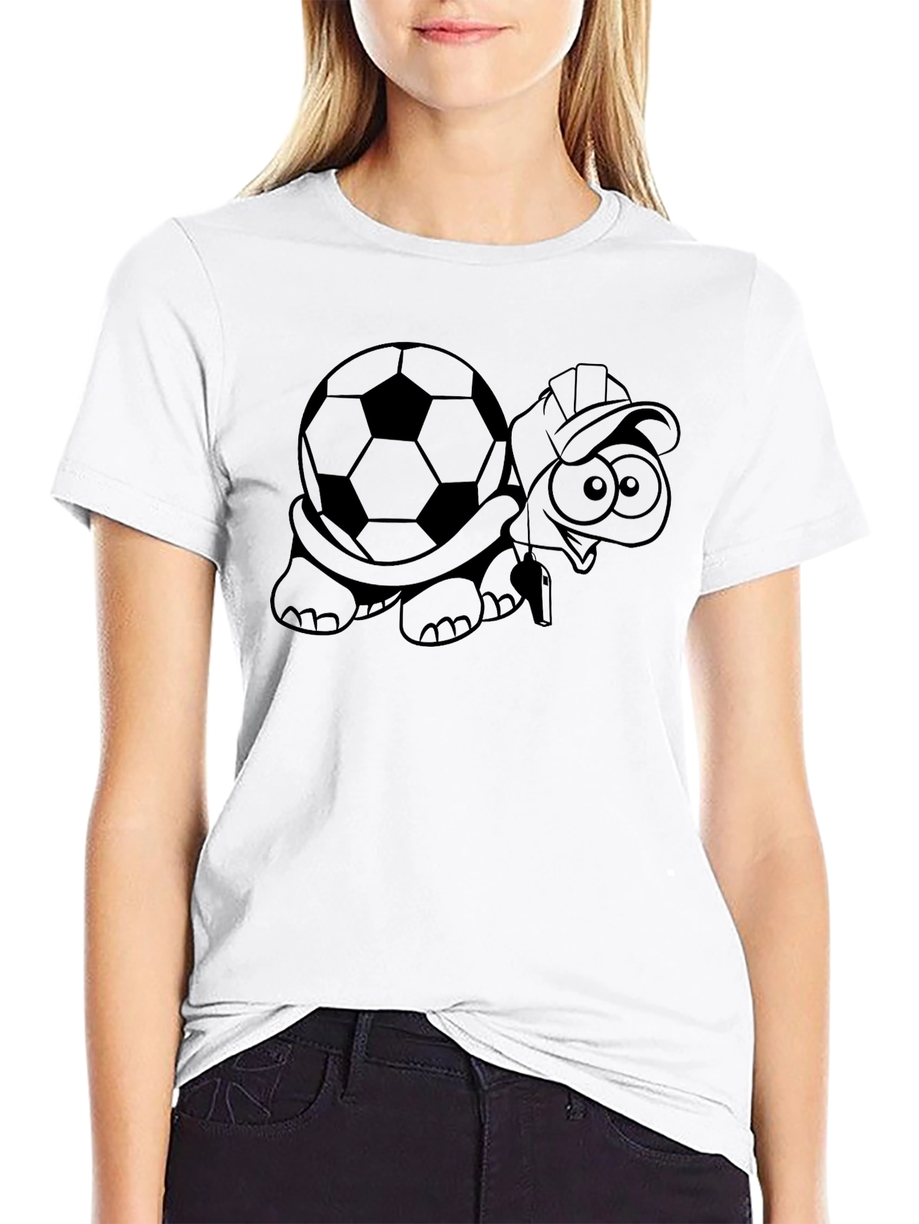 Black Funny Soccer Turtle T-Shirt - Cartoon Sports Tee view 9