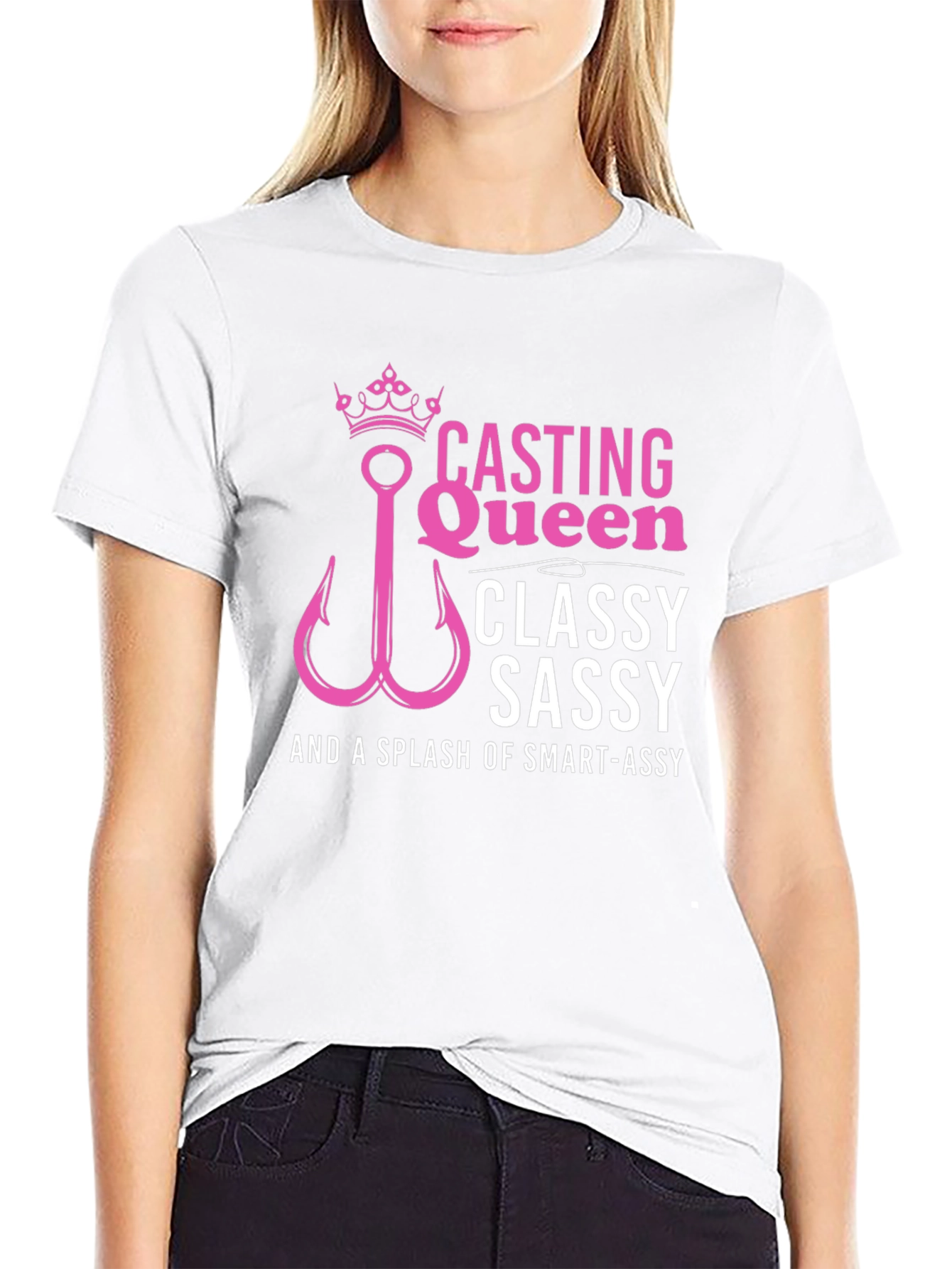Black Casting Queen Tee: Classy, Sassy, Smart-Assy Fishing Shirt view 9