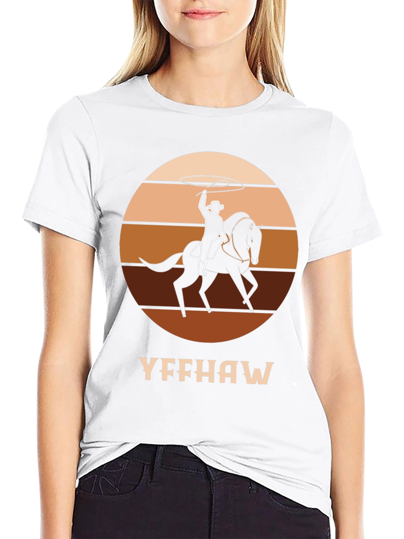 Black Yeehaw Cowboy Horse T-Shirt - Western Style Tee view 9