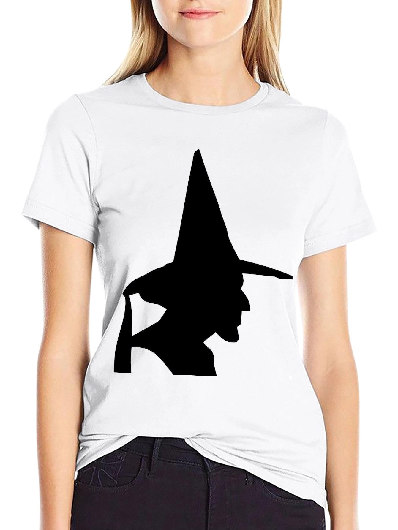 Black Witch Silhouette Black T-Shirt - Halloween Style view 9