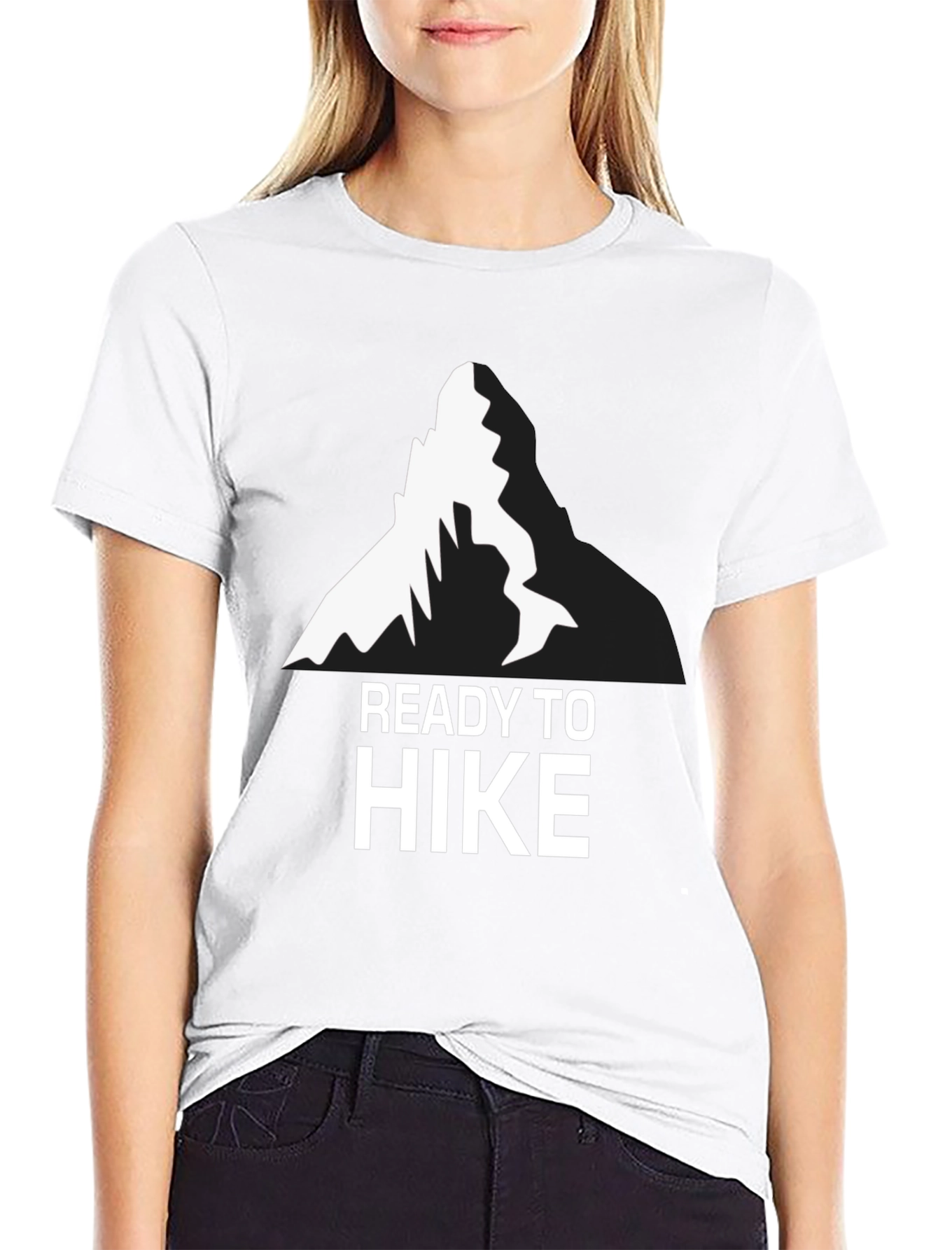 Black Ready To Hike T-Shirt - Mountain Design view 9