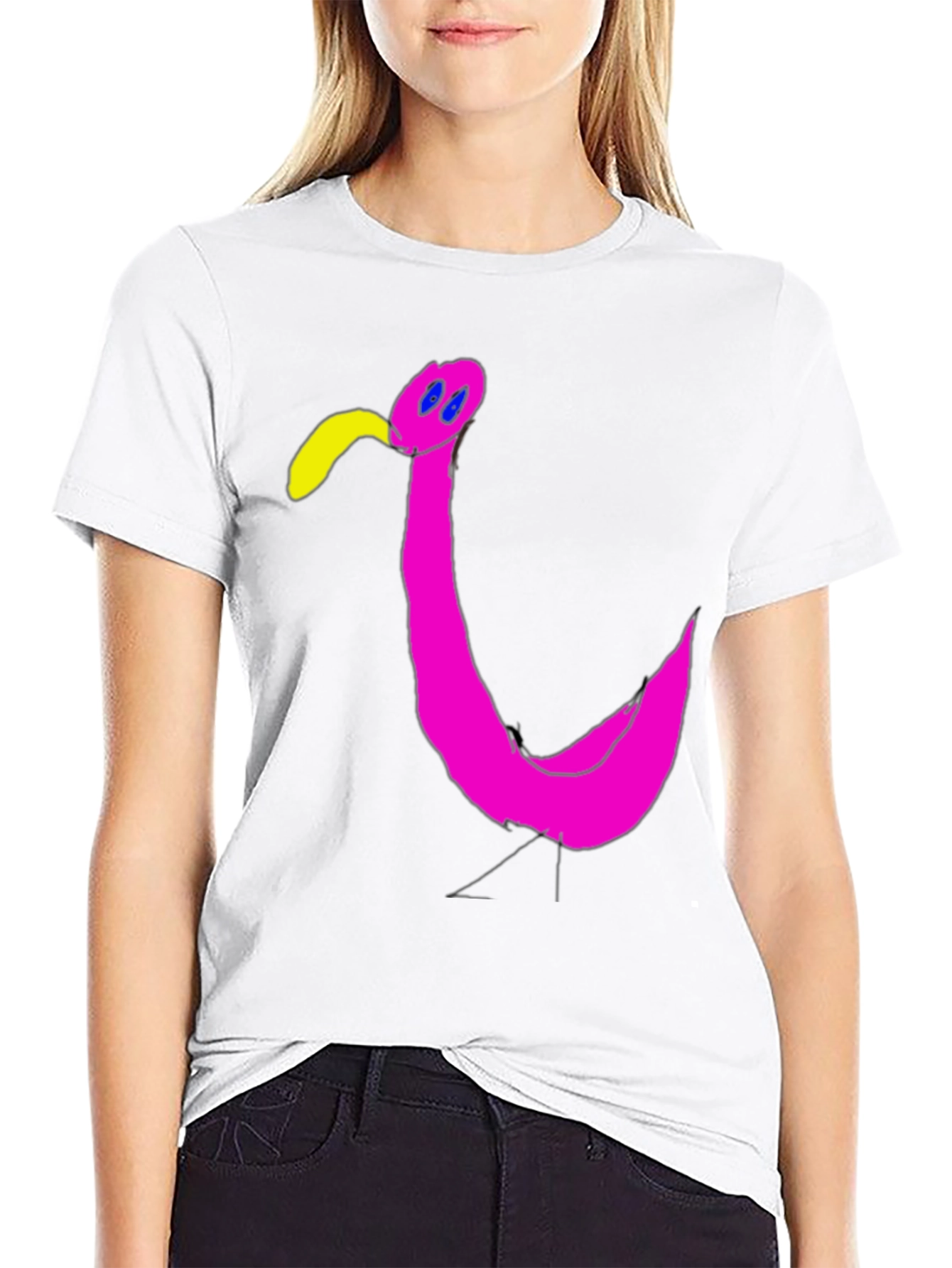Black Funky Flamingo Black T-Shirt - Unique Graphic Tee view 9