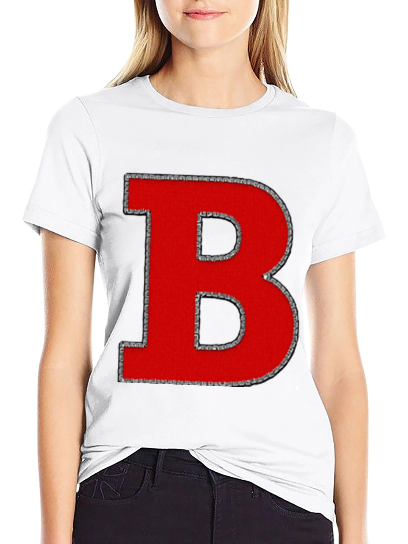 Black Bold Red Letter "B" Graphic Tee - Casual Style view 9