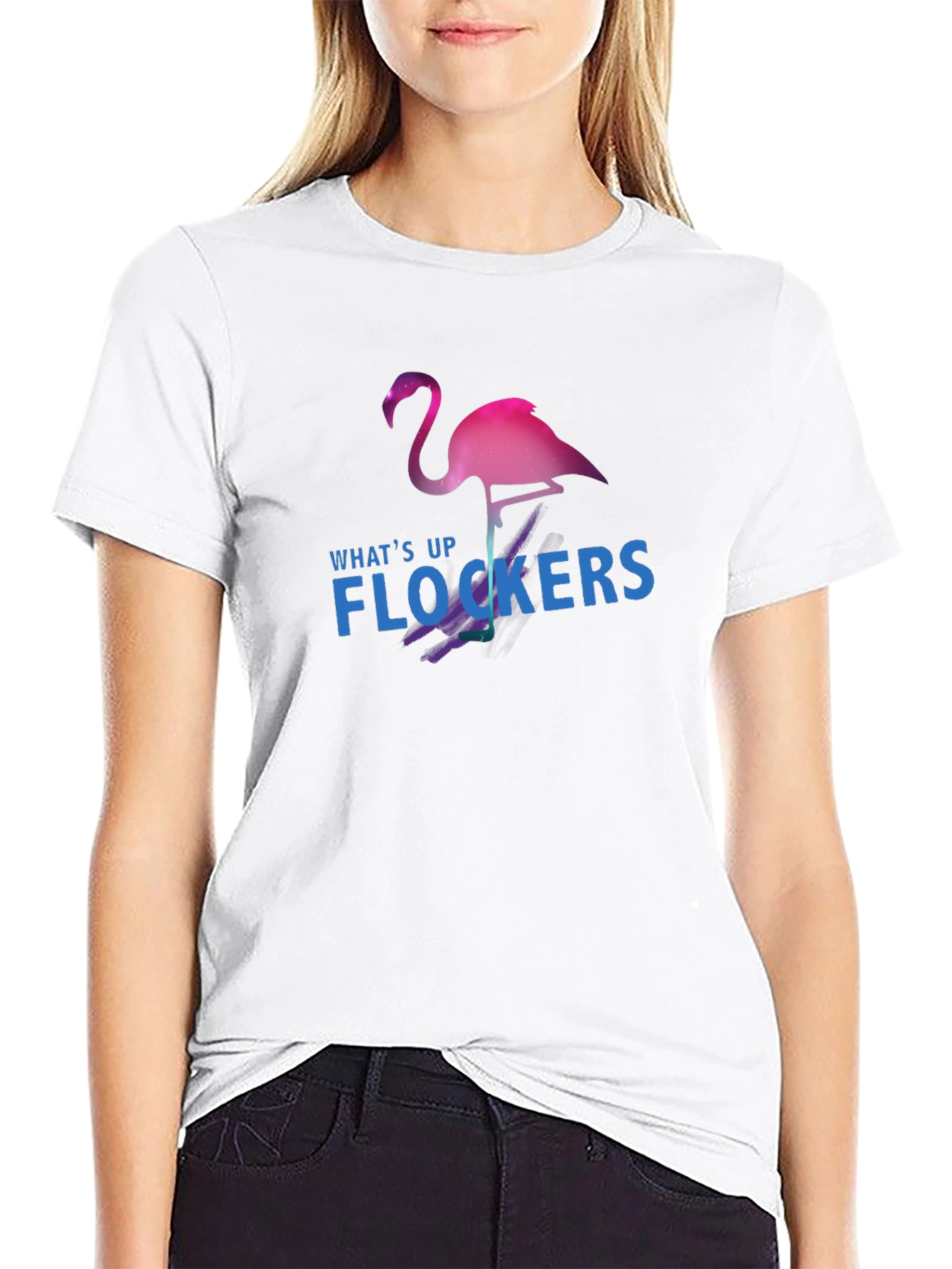 Black What's Up Flockers T-Shirt - Flamingo Graphic Tee view 9