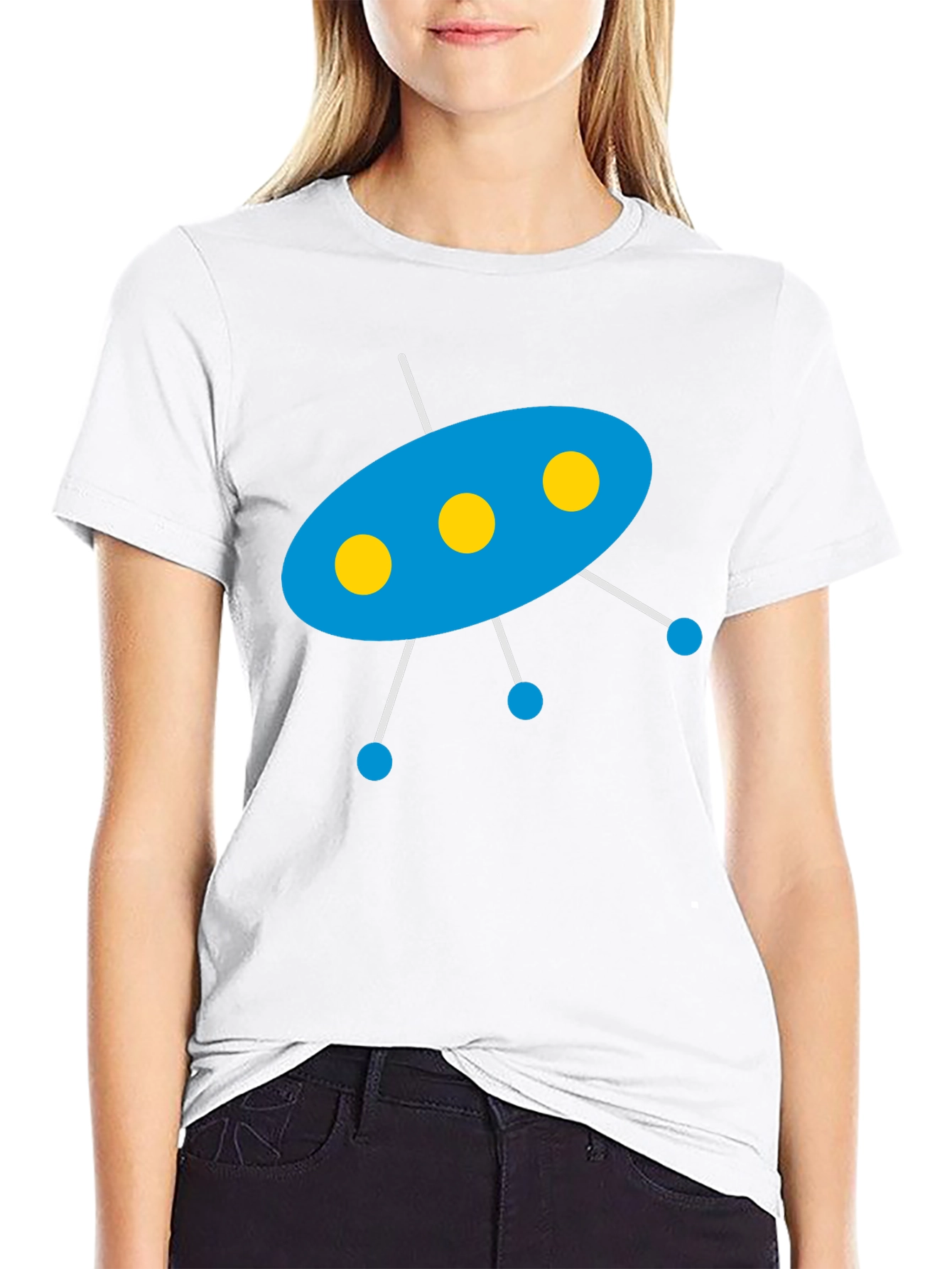 Black UFO Graphic T-Shirt - Black Cotton Blend Tee view 9