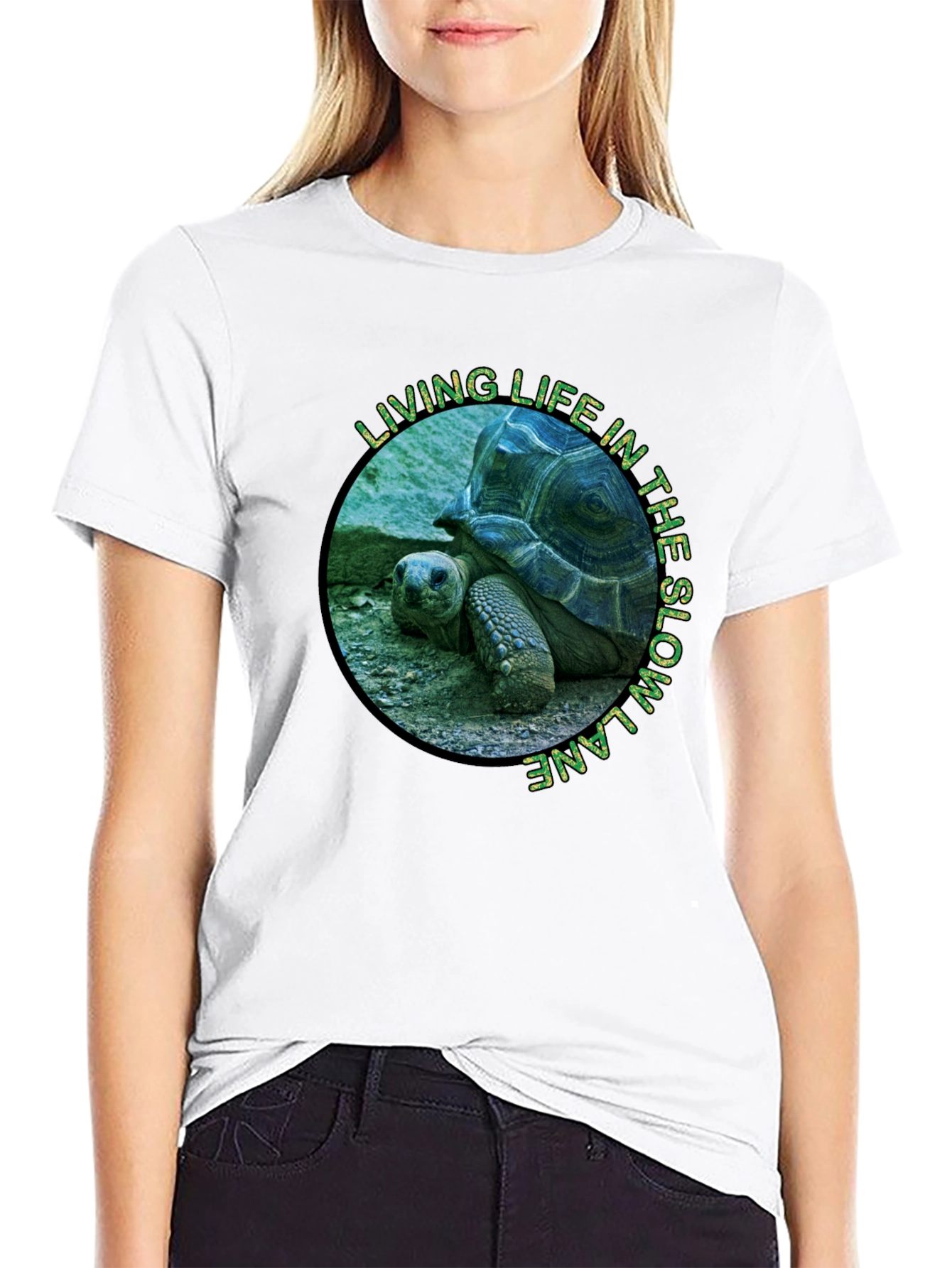 Black Slow Lane Turtle Graphic T-Shirt view 9