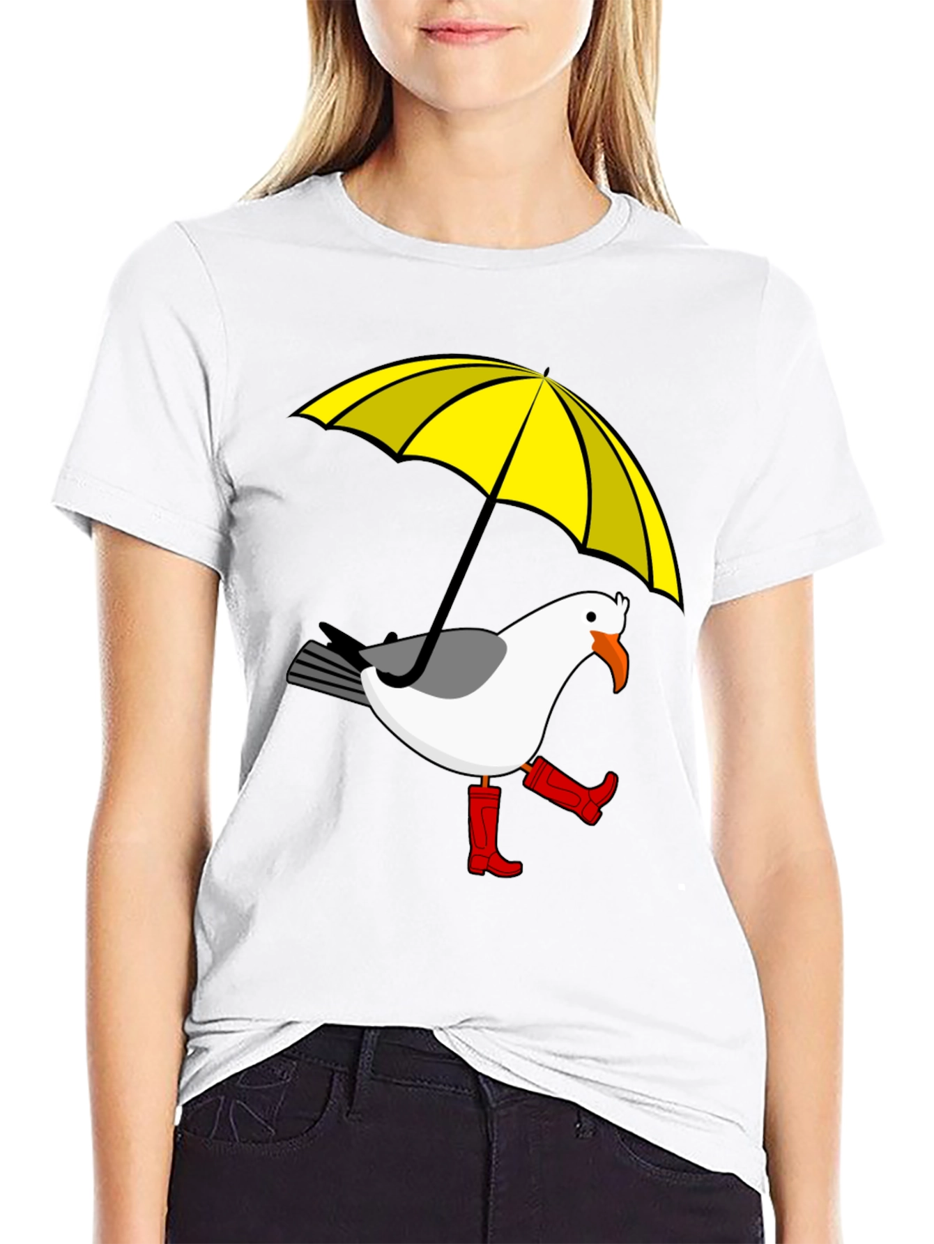 Black Rainy Day Seagull T-Shirt view 9