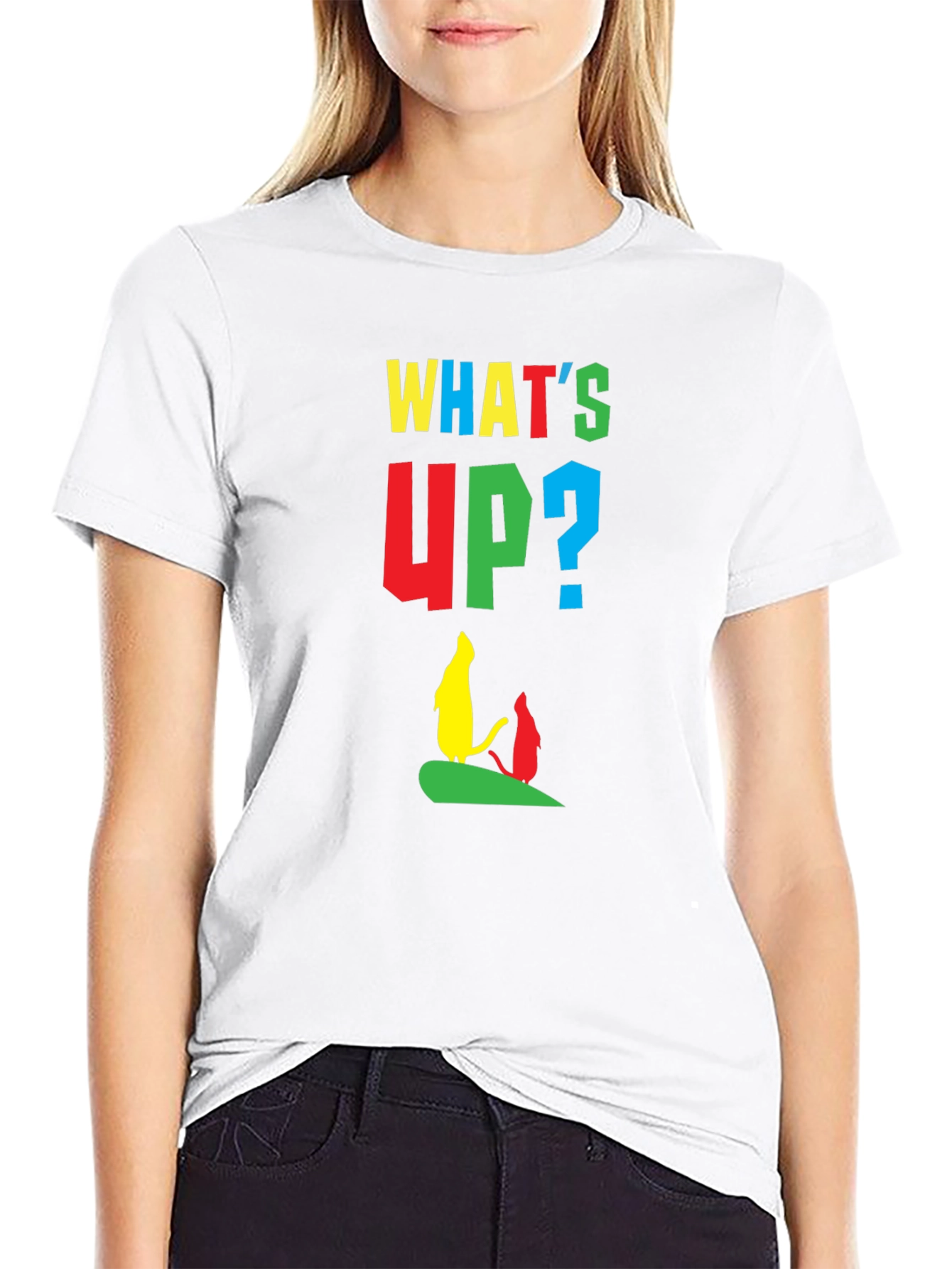 Black Whimsical Cartoon Graphic Tee - What's Up? view 9