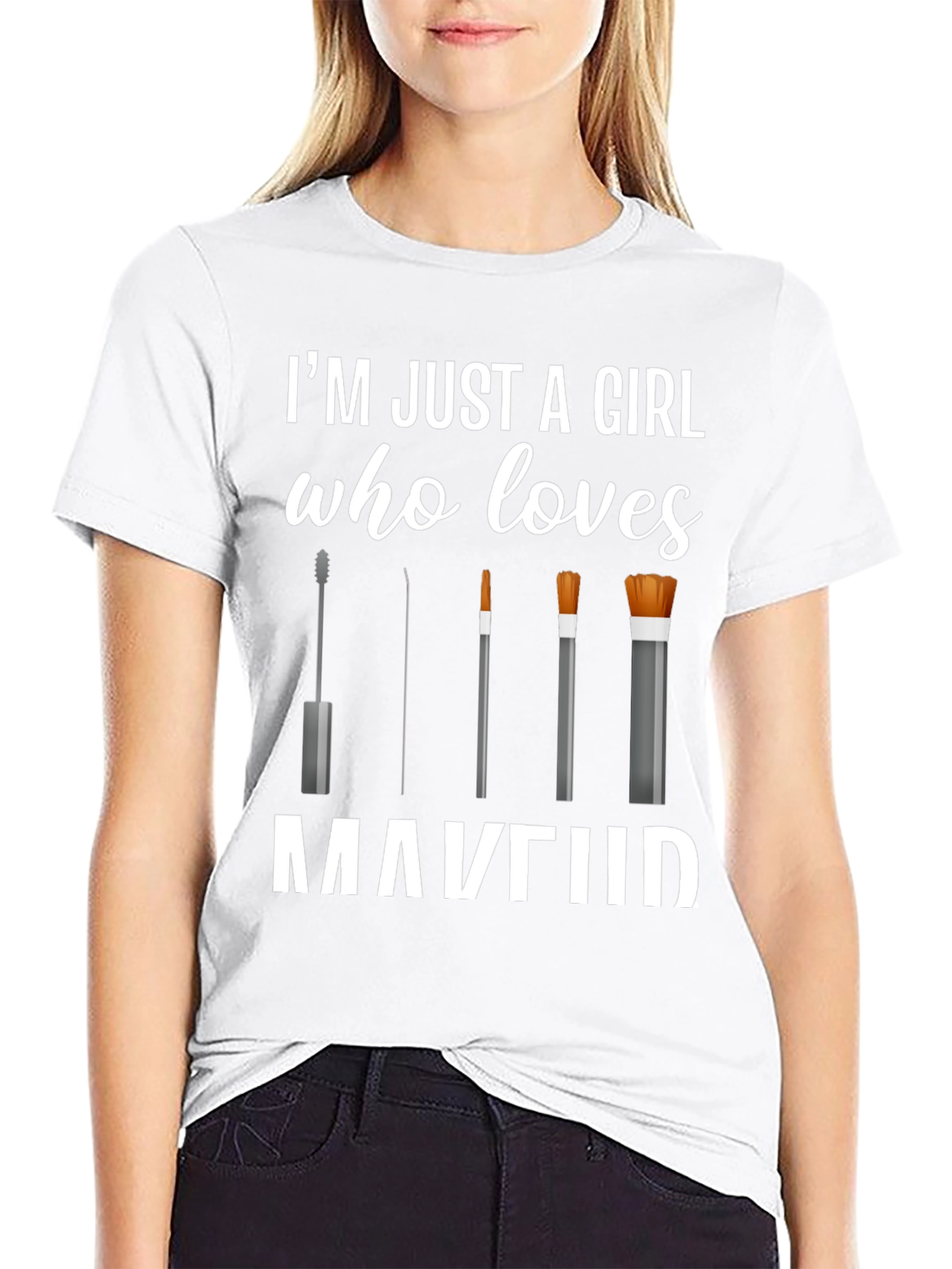 Black Makeup Lover T-Shirt - Just a Girl Who Loves Makeup view 9