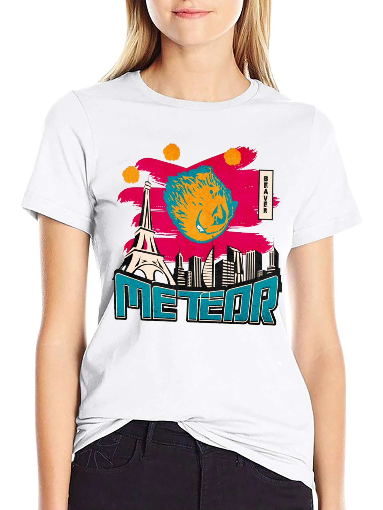 Black Beaver Meteor T-Shirt: Quirky Graphic Tee for Everyday Style view 9