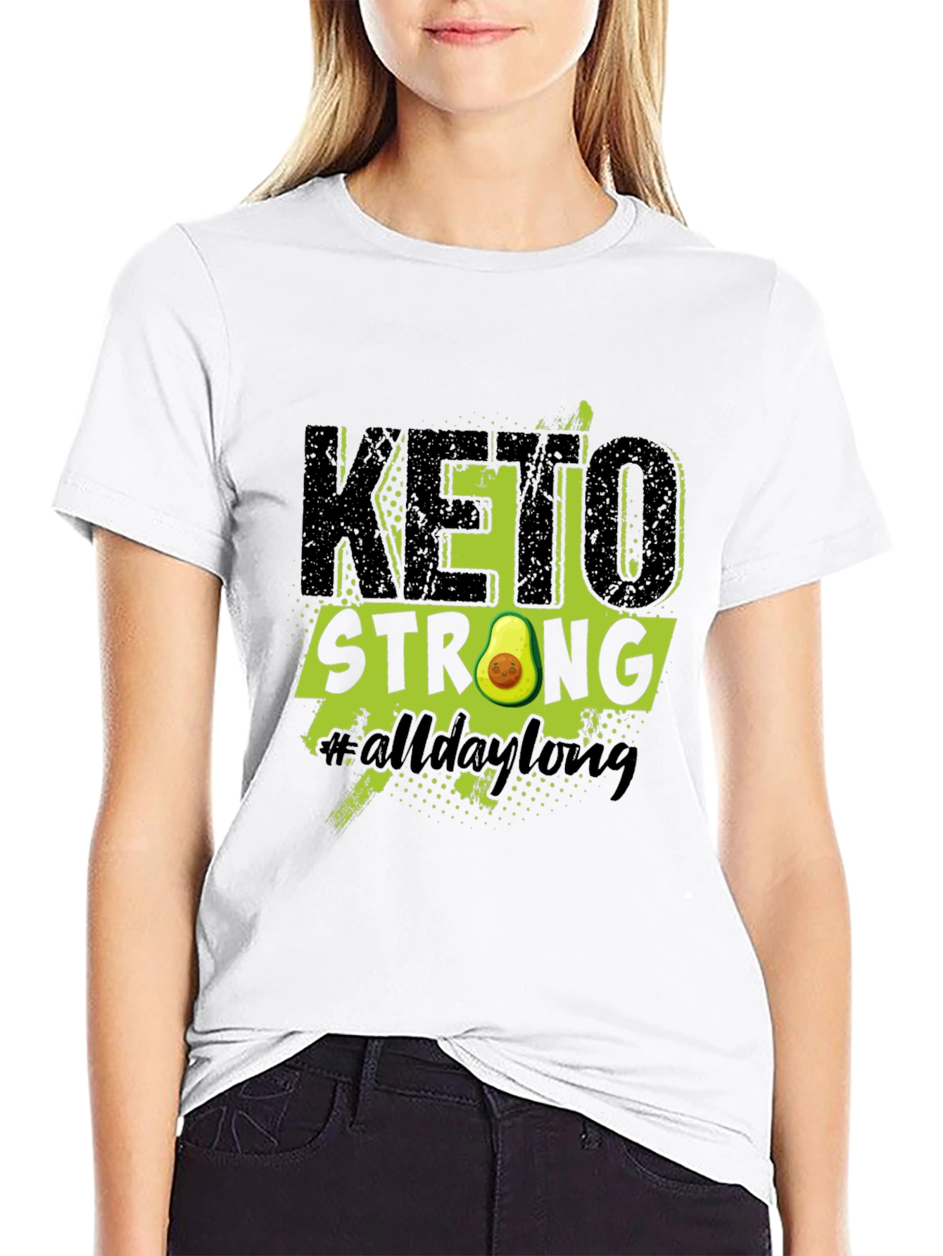 Black Keto Strong Avocado Graphic T-Shirt view 9