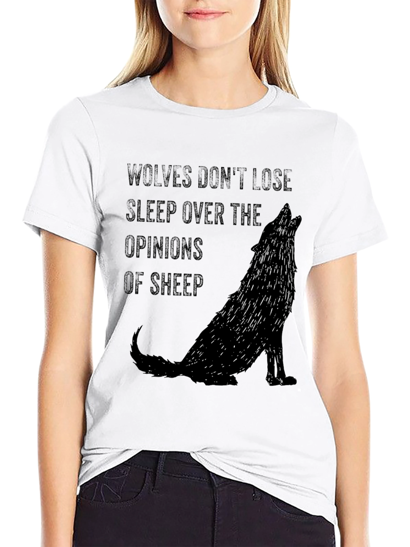 Black Wolves Don't Lose Sleep Graphic Tee view 9