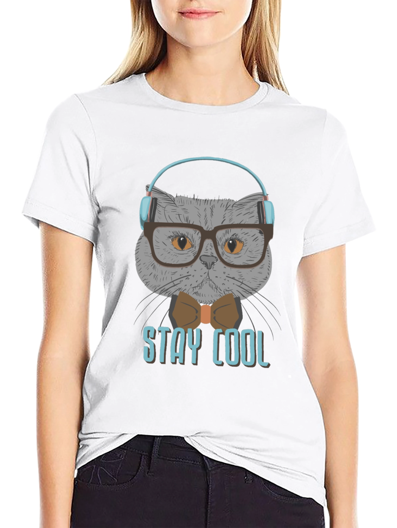 Black Stay Cool Cat T-Shirt - Trendy Graphic Tee view 9