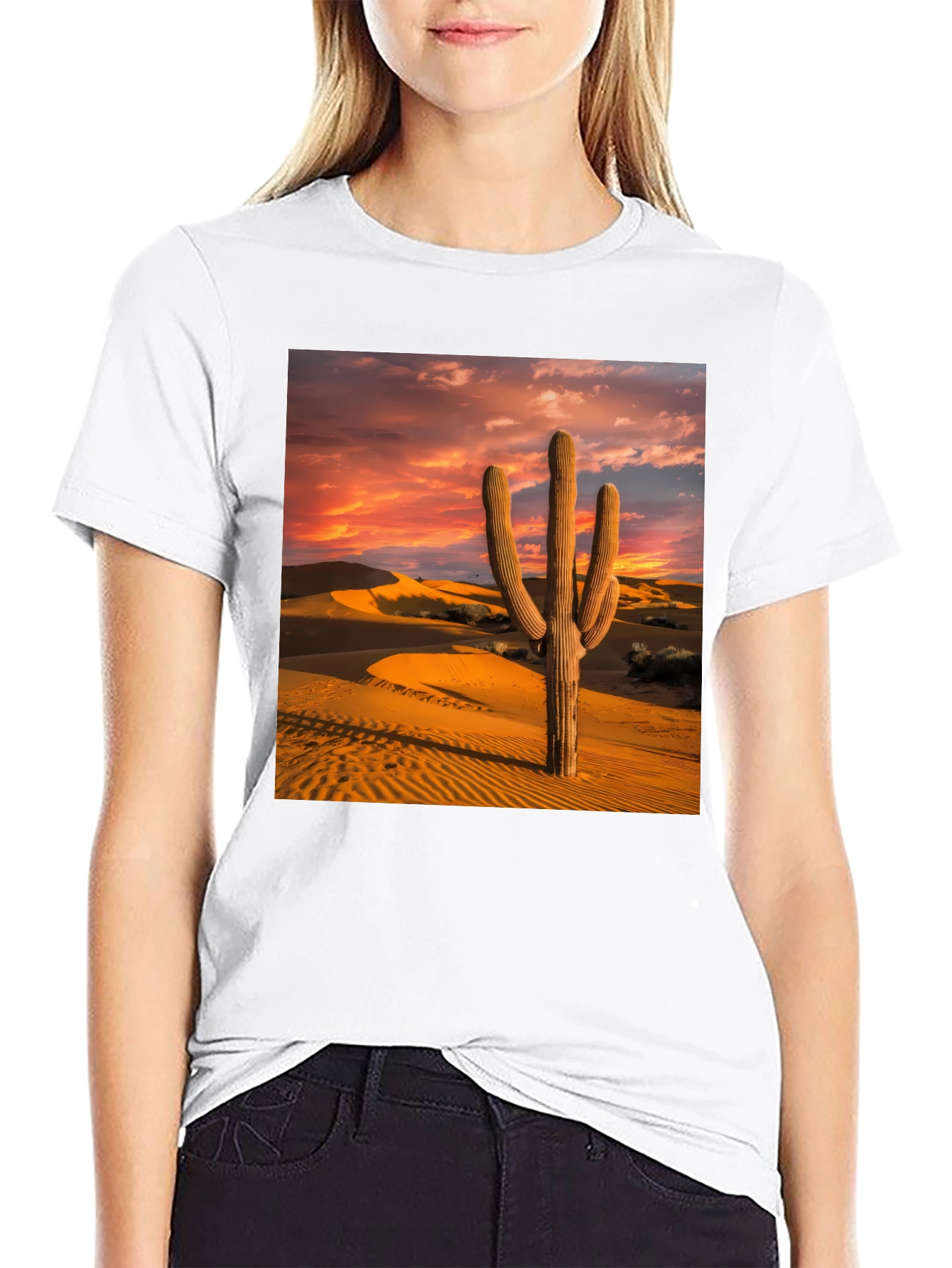 Black Cactus Sunset Tee - Desert Vibes view 9