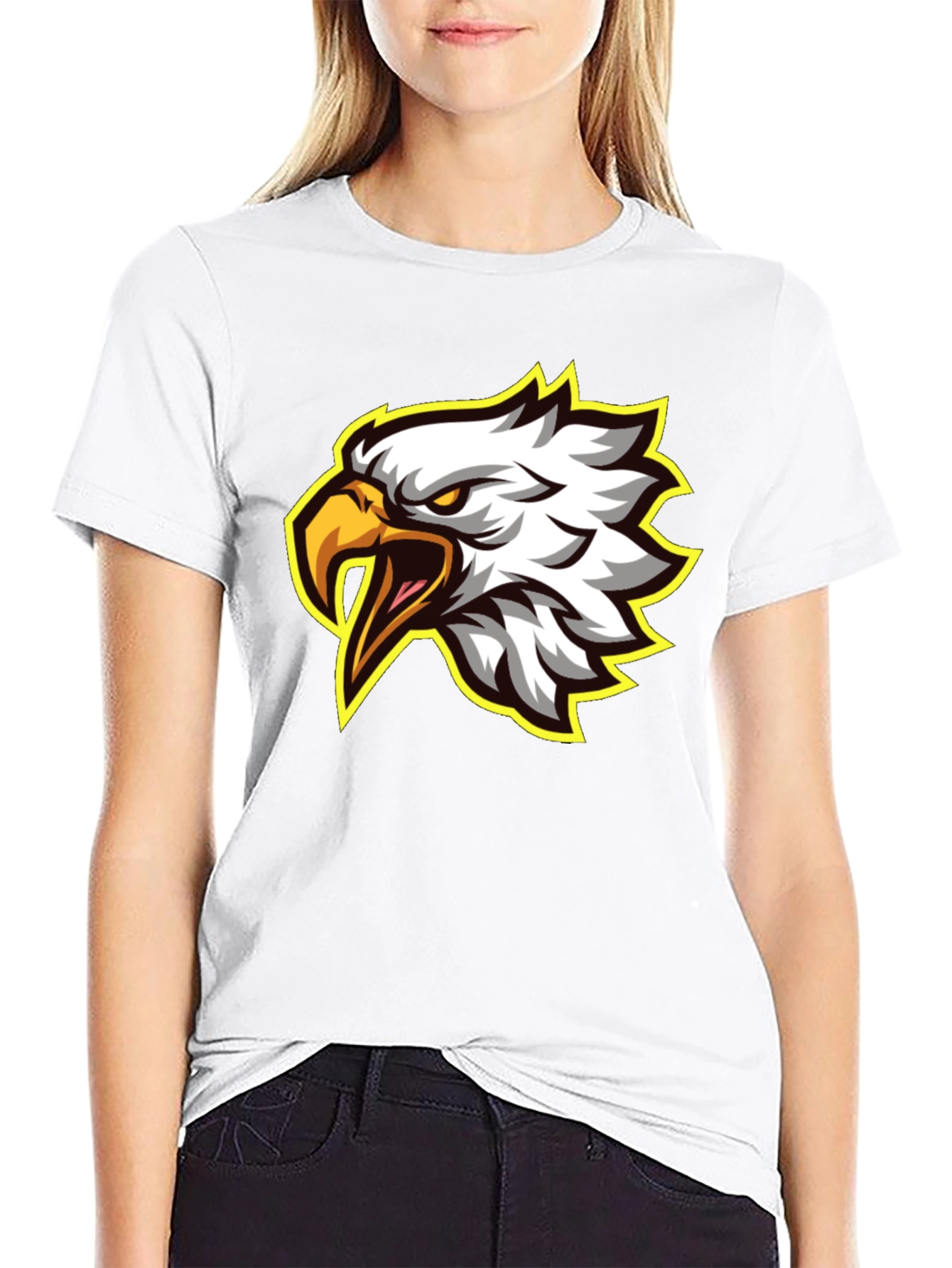 Black Eagle Graphic Tee - Fierce Bird Design Black T-Shirt view 9