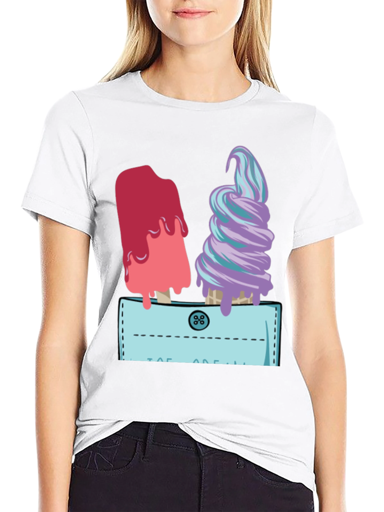 Black Ice Cream Pocket Graphic Tee view 9