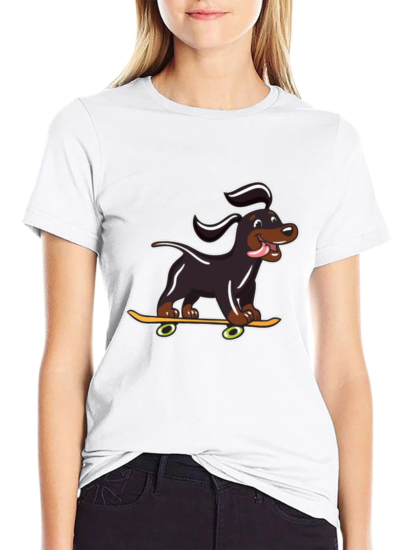 Black Skateboarding Dog Graphic T-Shirt view 9