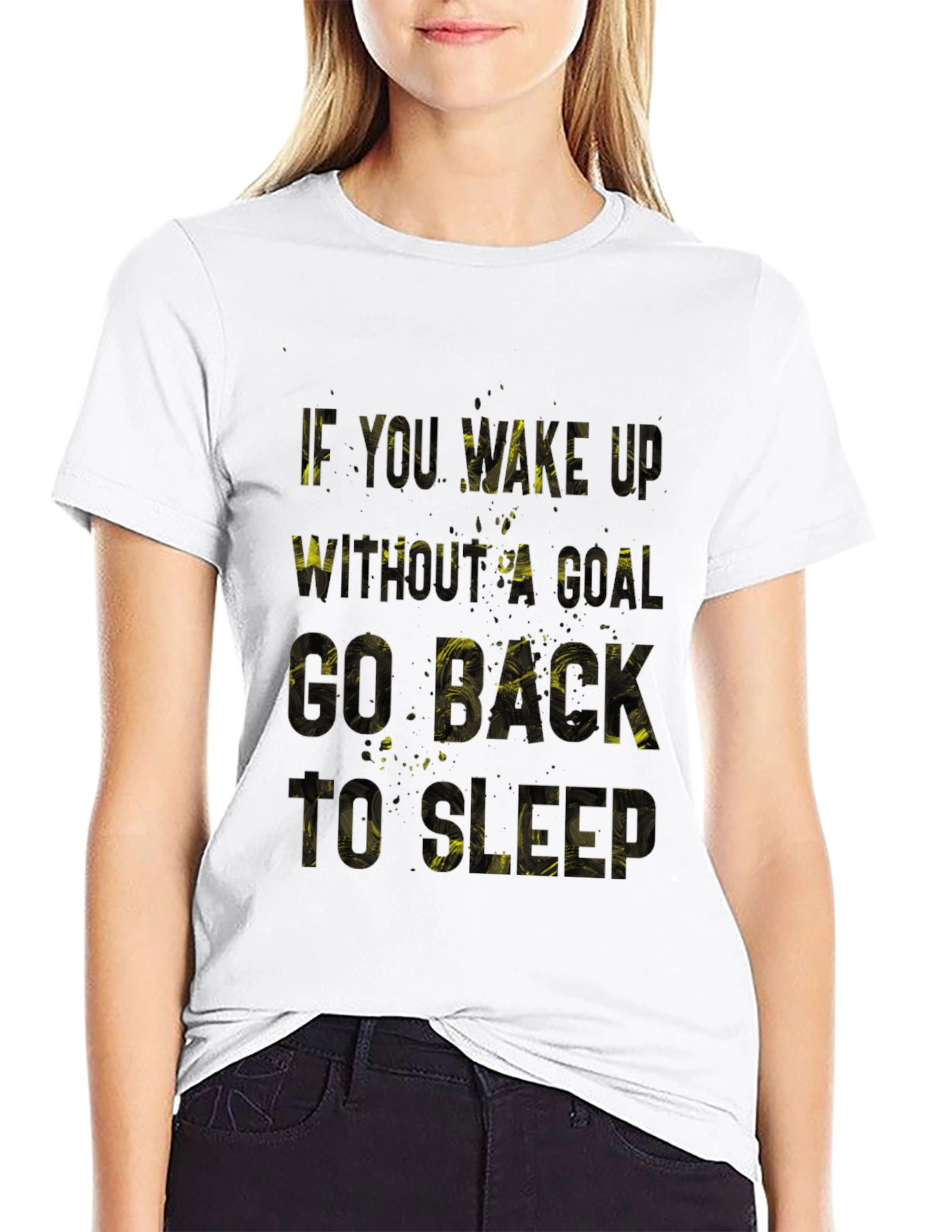 Black Motivational T-Shirt - Go Back to Sleep - Mens Black Tee view 9