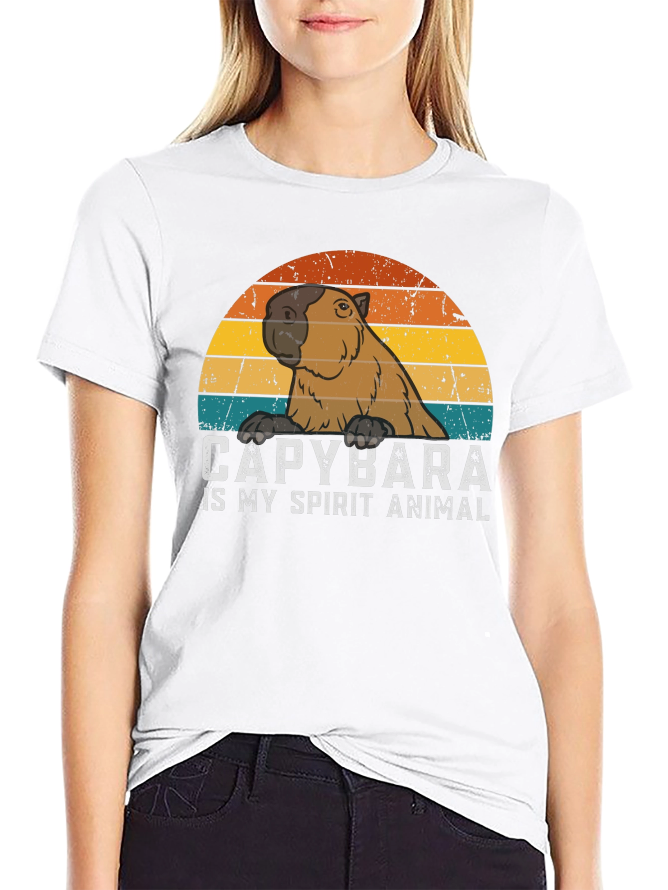 Black Capybara Spirit Animal Graphic Tee - Cool Retro Design view 9