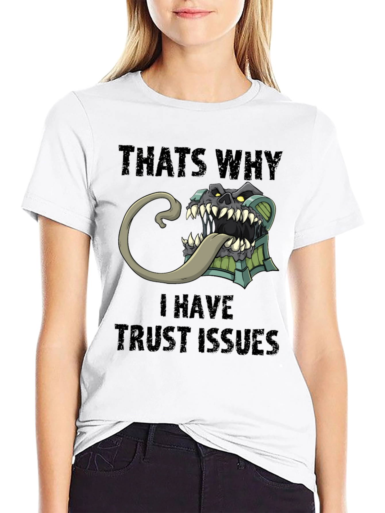 Black Trust Issues T-Shirt Funny Mimic Monster Tee view 9