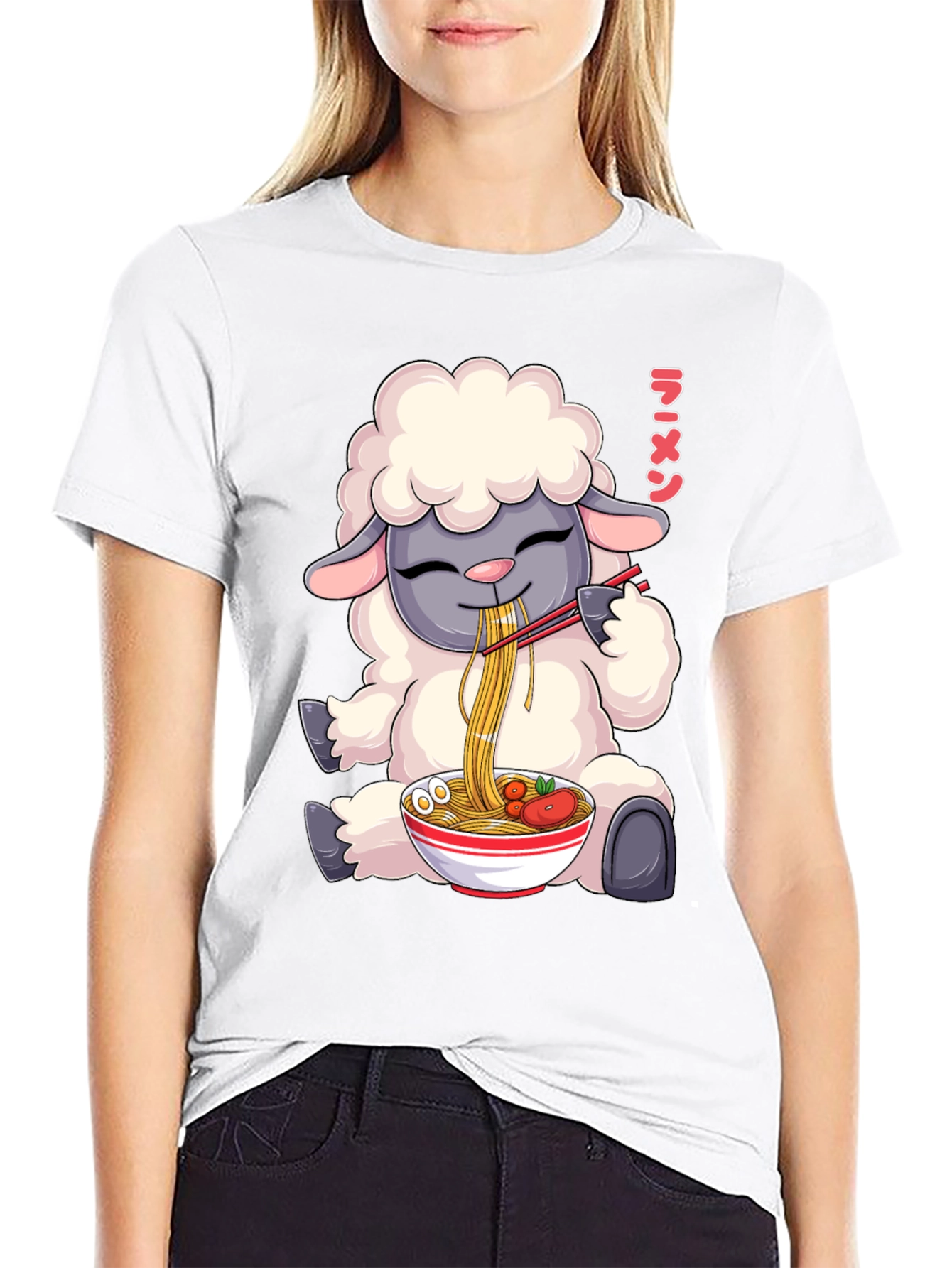 Black Ramen Loving Sheep T-Shirt view 9