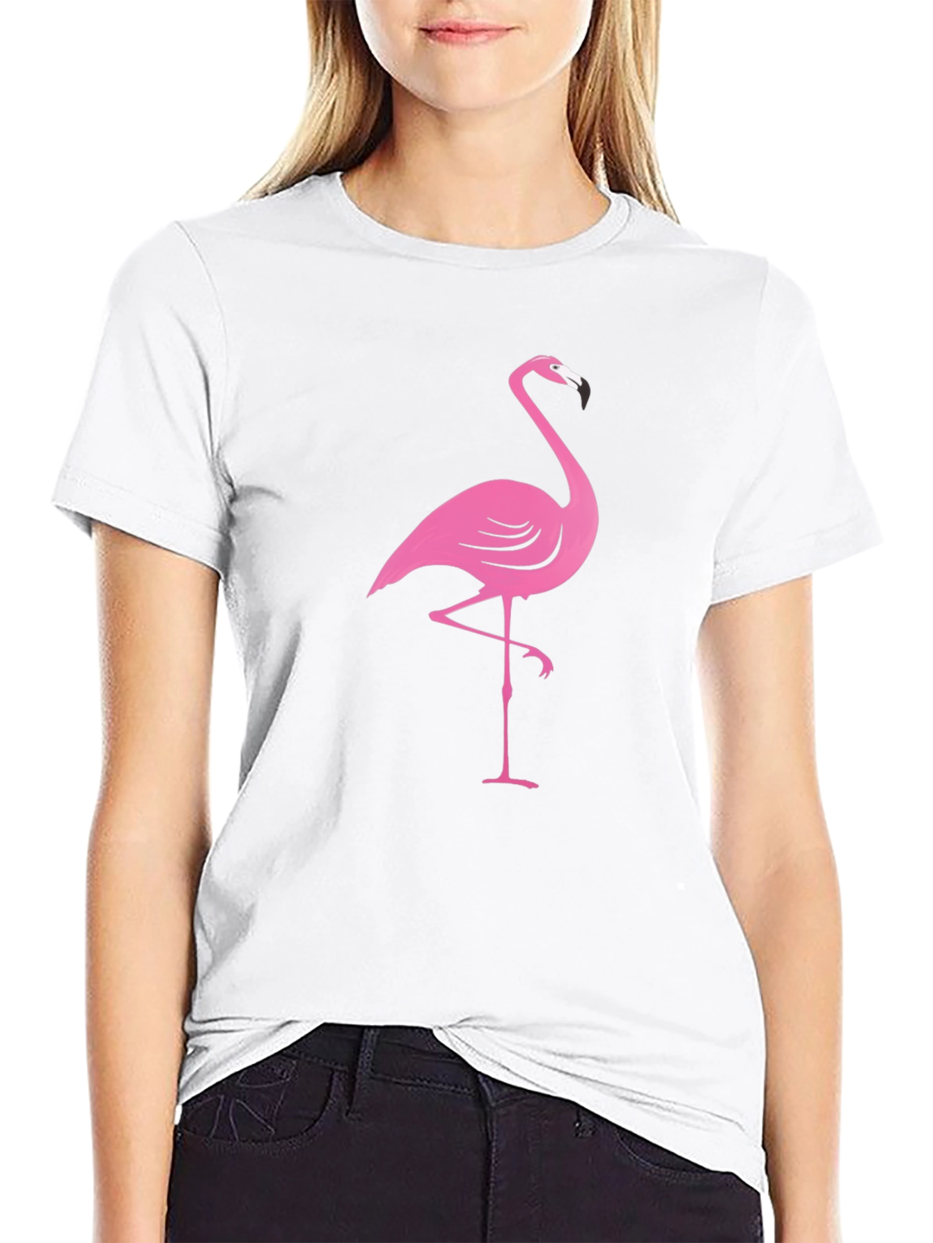 Black Pink Flamingo Black T-Shirt view 9