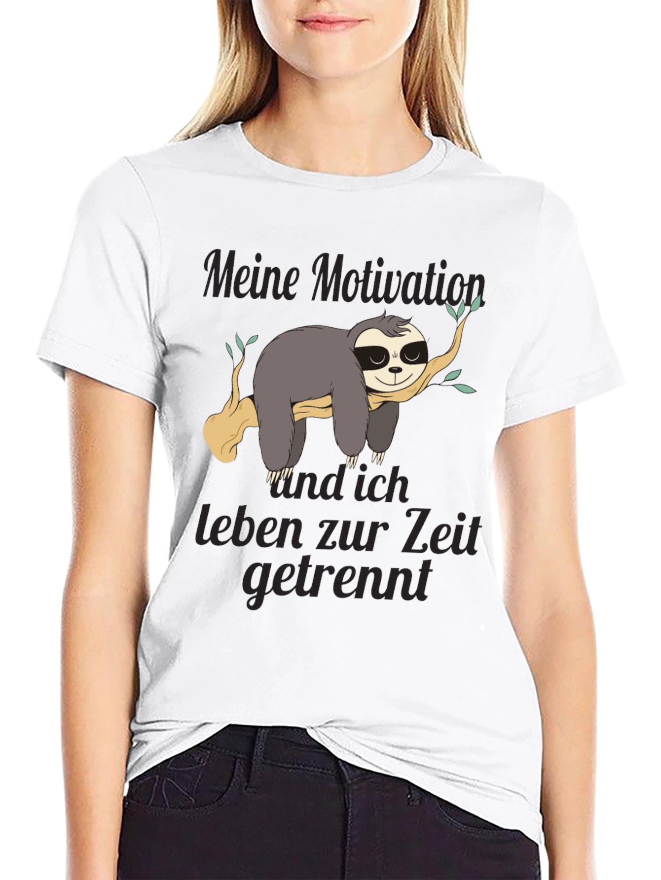 Black Sloth Motivation T-Shirt - Funny German Text Design view 9