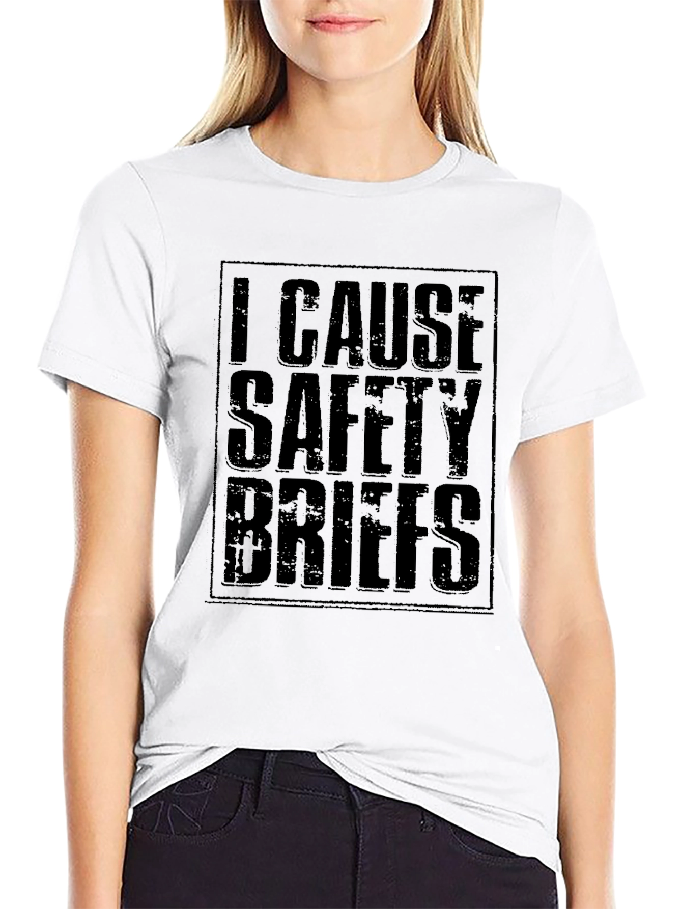 Black I Cause Safety Briefs Graphic Tee - Funny Work Shirt view 9