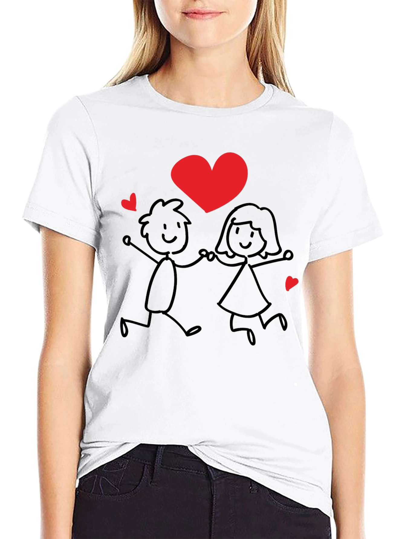 Black Love Couple Graphic Tee - Unisex Black T-Shirt view 9