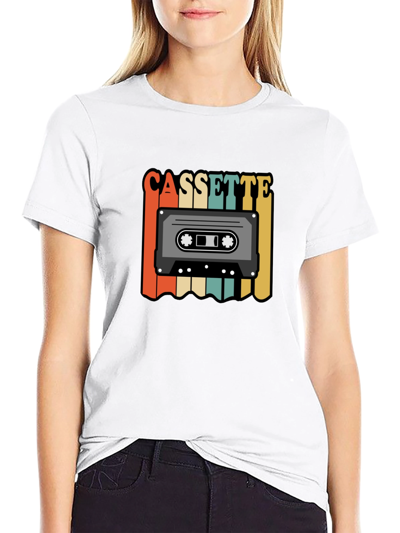 Black Retro Cassette Tape Graphic Tee view 9