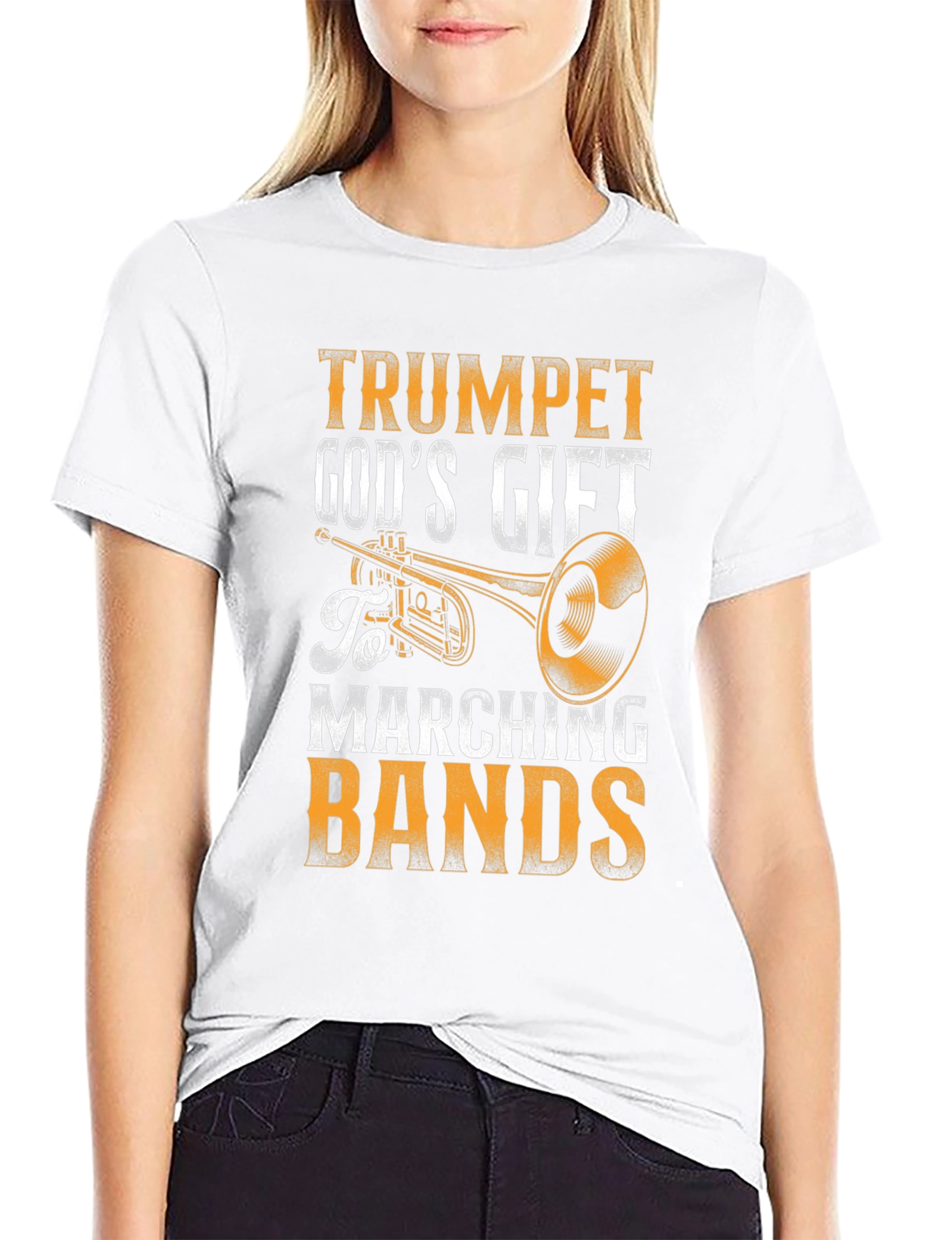 Black Trumpet God's Gift Marching Bands Black T-Shirt view 9