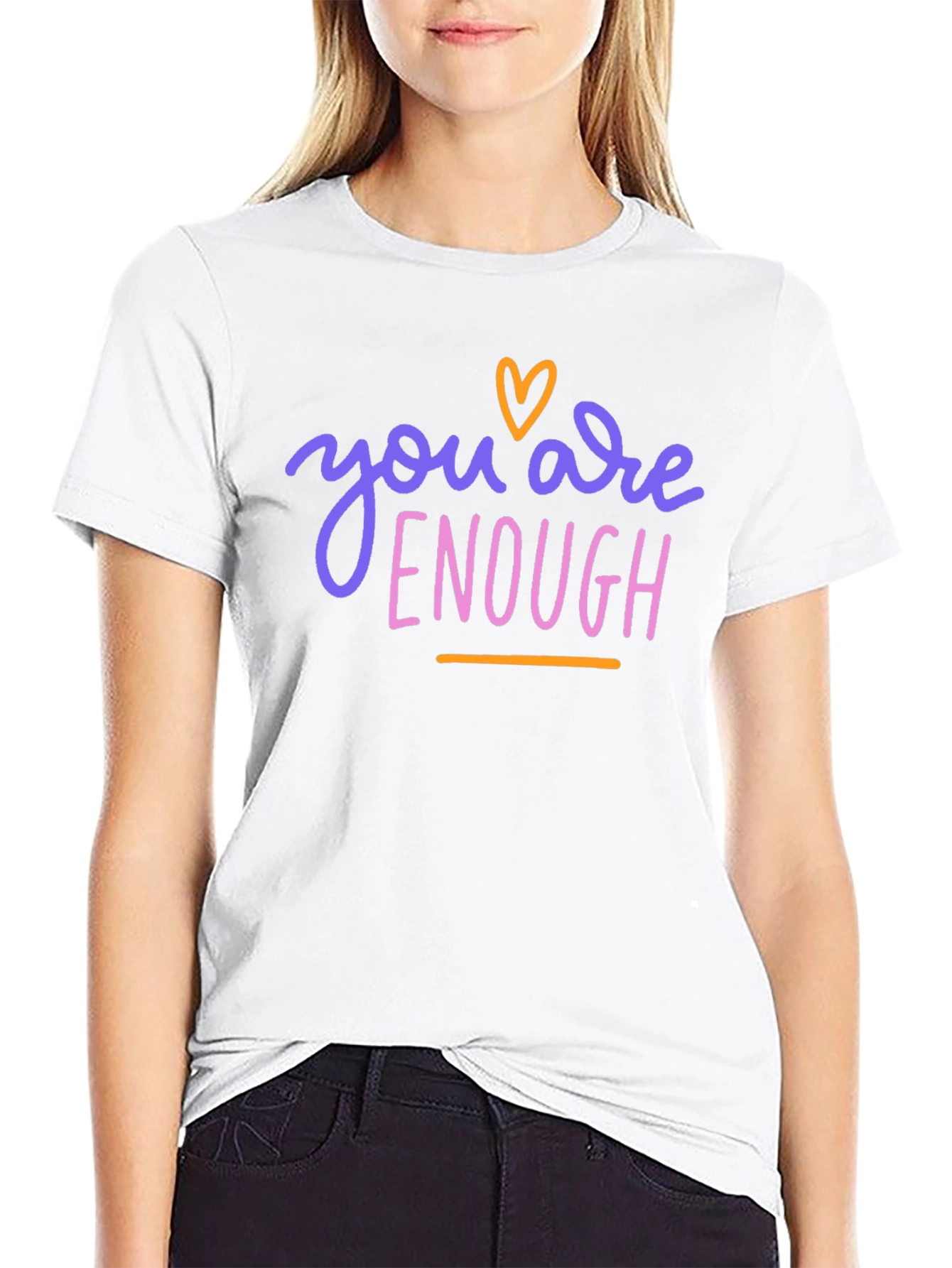 Black You Are Enough Graphic Tee - Black view 9