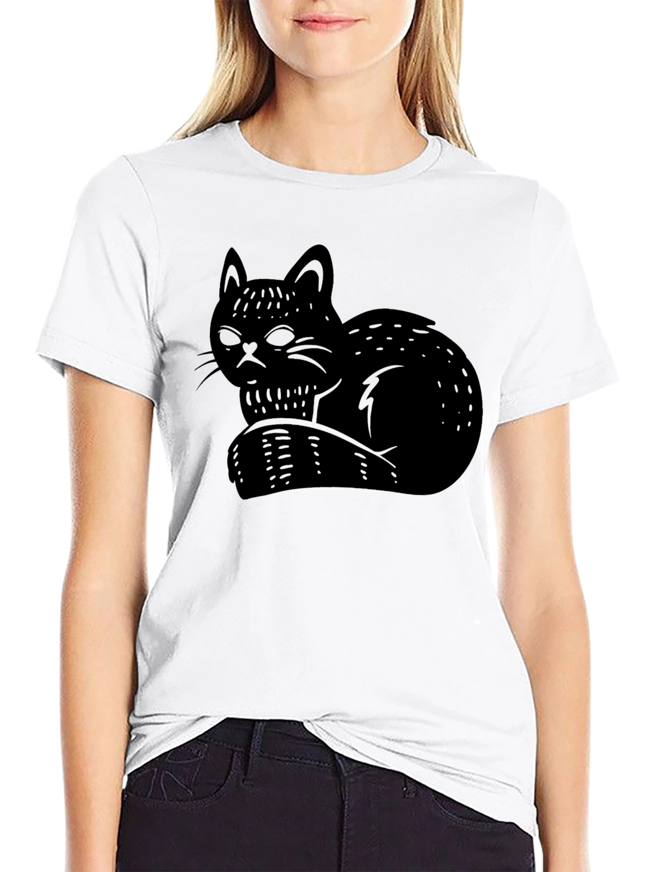 Black Black Cat Graphic Tee - Stylish Comfort view 9