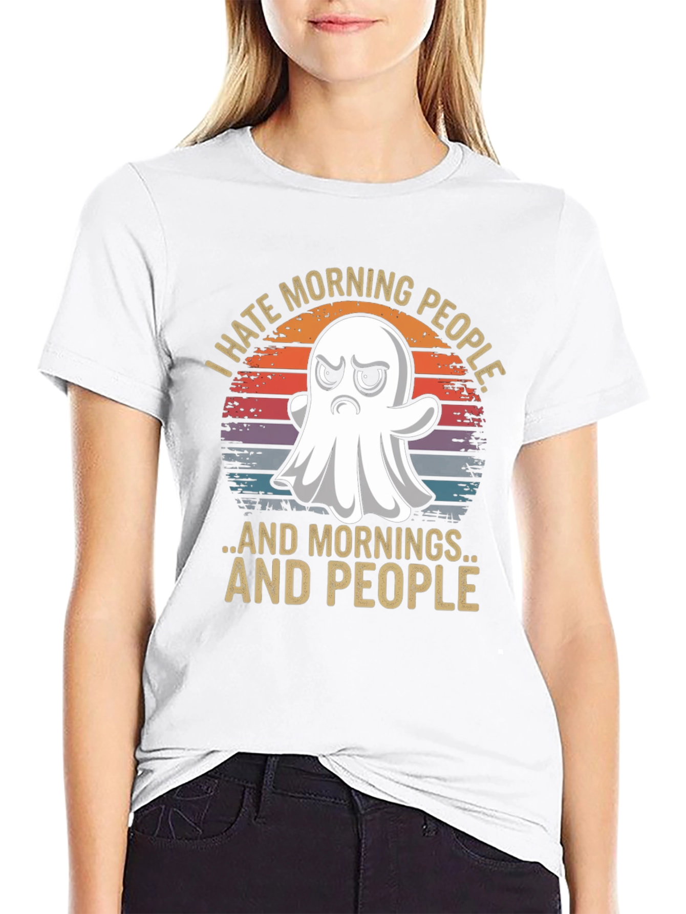 Black I Hate Morning People T-Shirt view 9